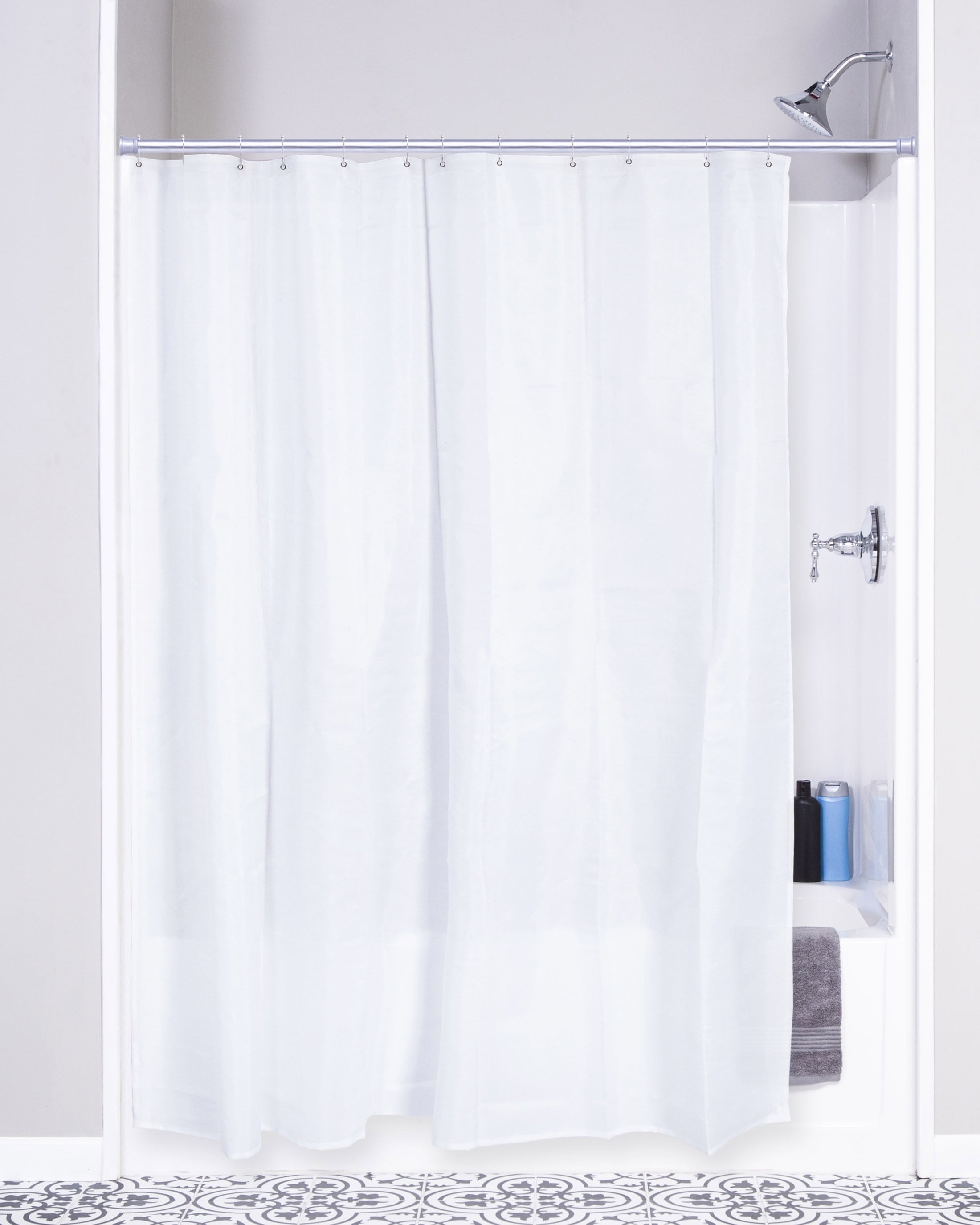 Style Selections 70-in W x 72-in L White Solid Polyester Shower Curtain ...