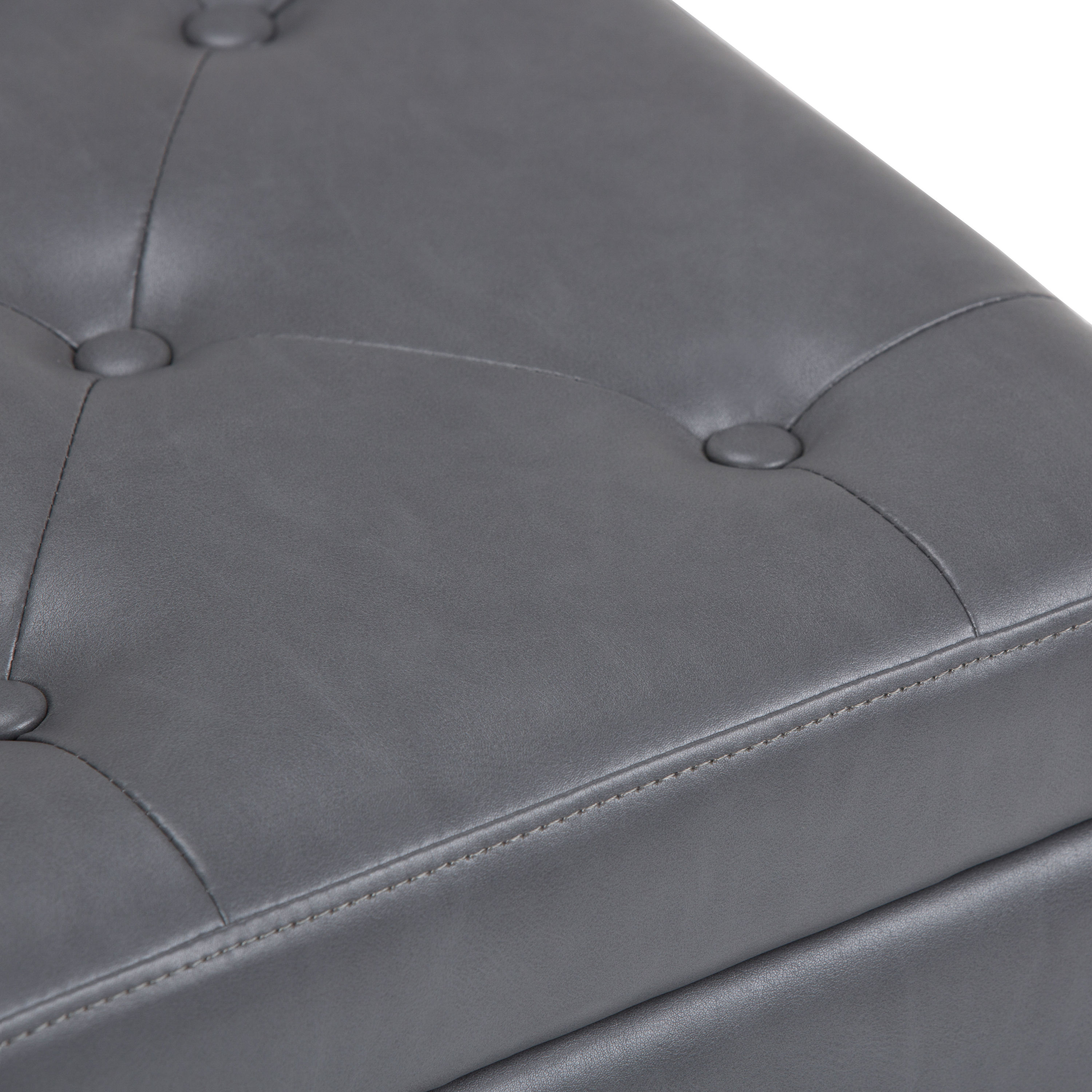 Elegant Stone Gray 48" Wooden Storage Bench Ottoman with Nailhead Trim