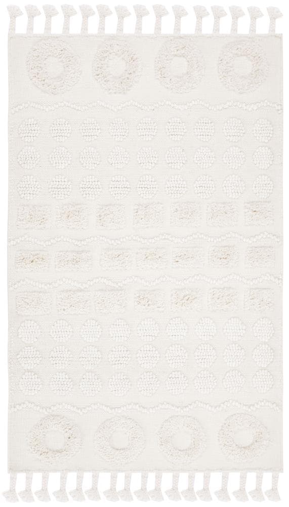 Safavieh NAT251A-3 Natura Zion 3 x 5 (ft) Wool Ivory Rectangular Indoor Abstract Coastal Throw rug