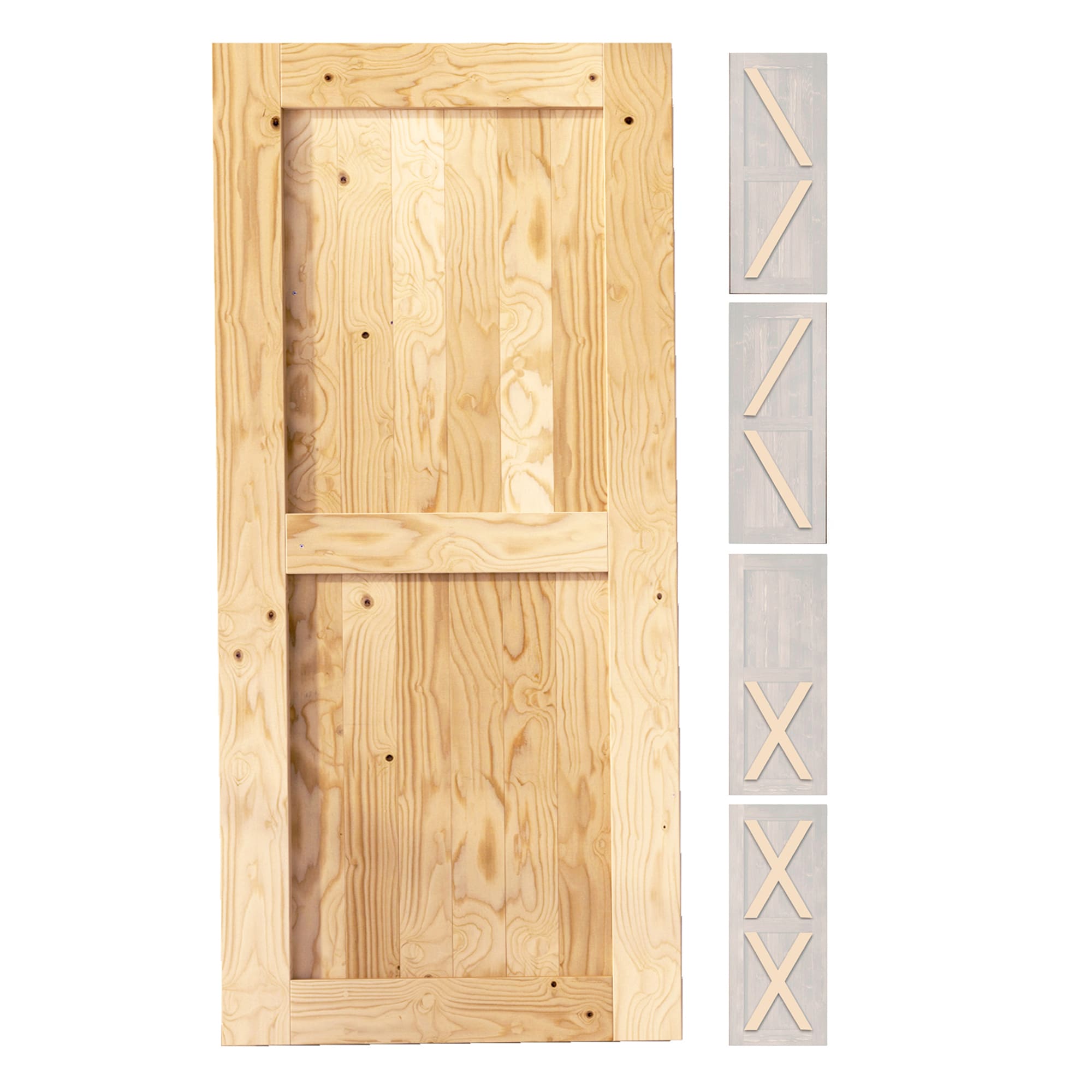HOMACER HOMDR-3280-FR 32-in x 80-in Unfinished Unfinished Pine Wood Solid core Single Barn Door (Hardware Not Included)