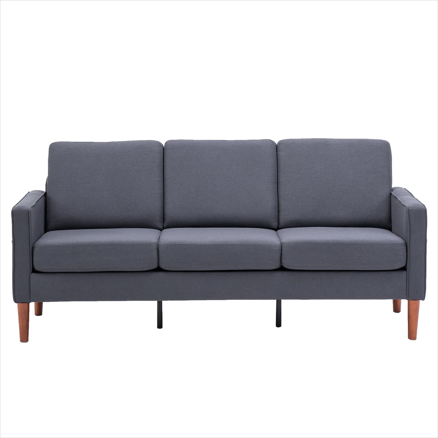 chillscreamni 70.87-Inch Gray-Toned Modular Sofa Three-Seat Linen ...