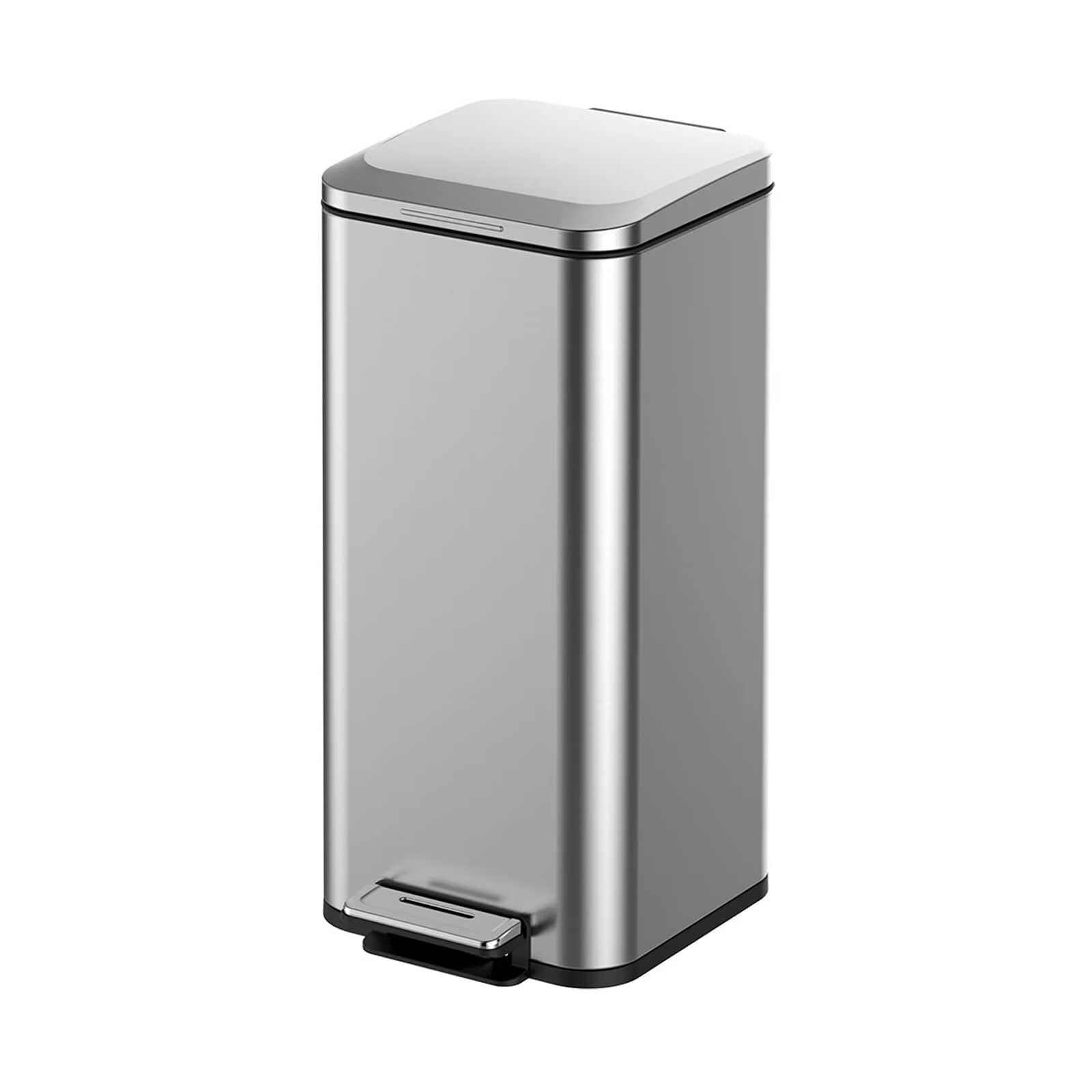 Qeetex JXNAG-PHO-13ZTUHKD 8 Gallon Step Trash Can Square Fingerprint-Proof Garage Can with Soft-Close Lid for Kitchen with Removable Inner Bucket 30 Liter