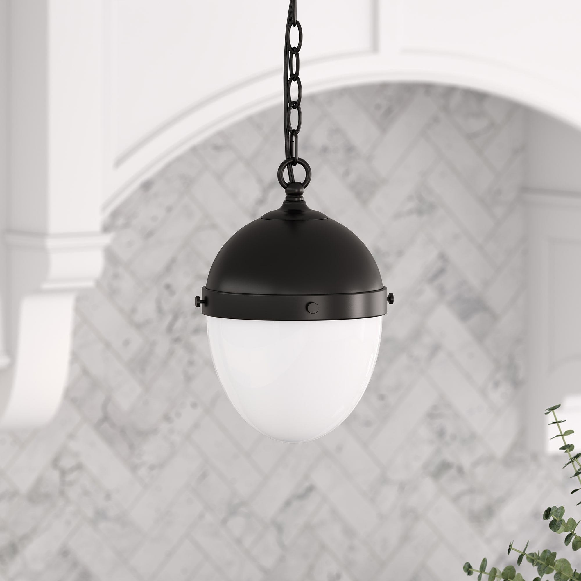Hailey Home PD1916 Aurelia Blackened Bronze/White Milk Modern/contemporary White glass Globe Hanging Pendant light