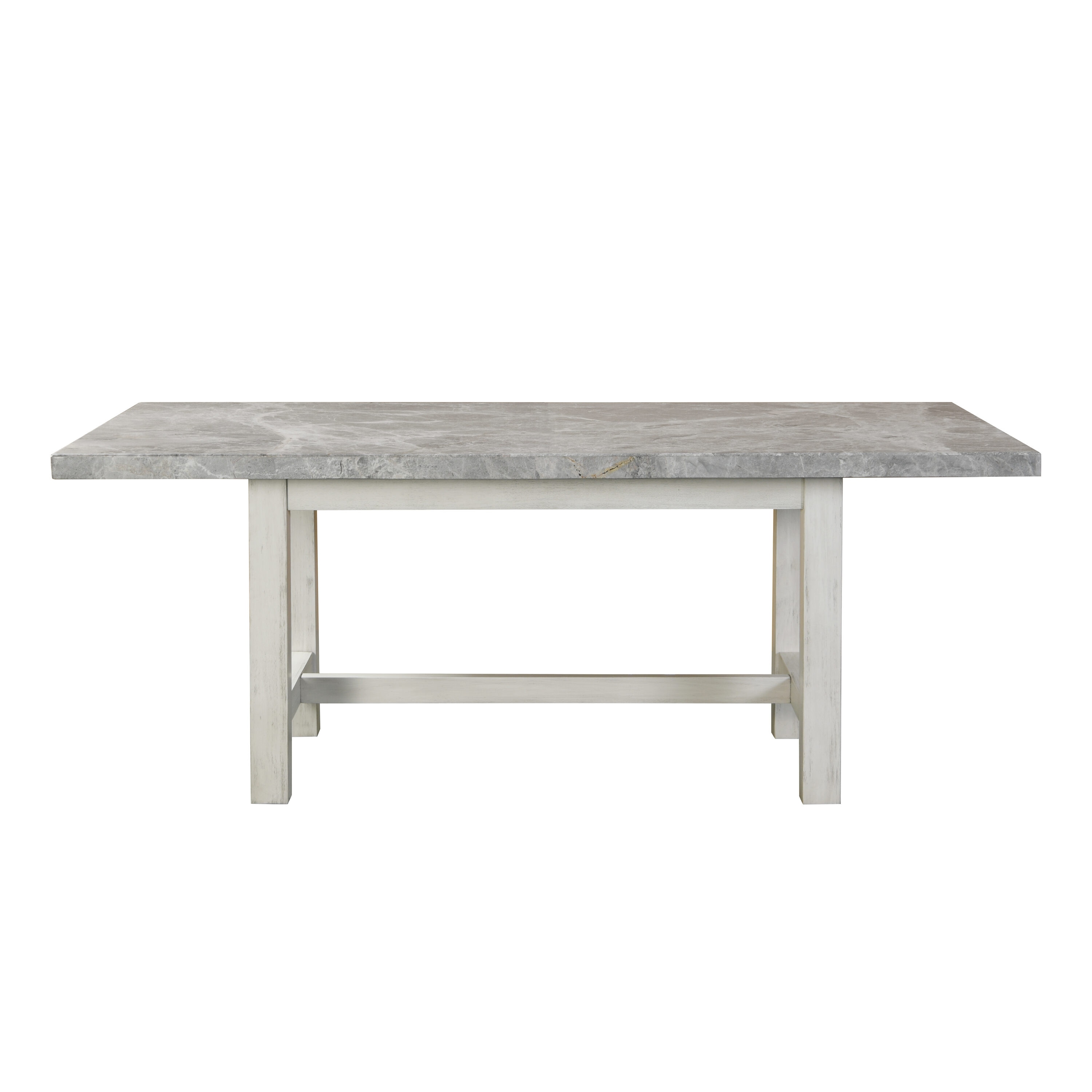 Steve Silver CV500GT Gray Transitional Dining Table, Marble with Weathered Gray Wood 78-in L x 30-in H