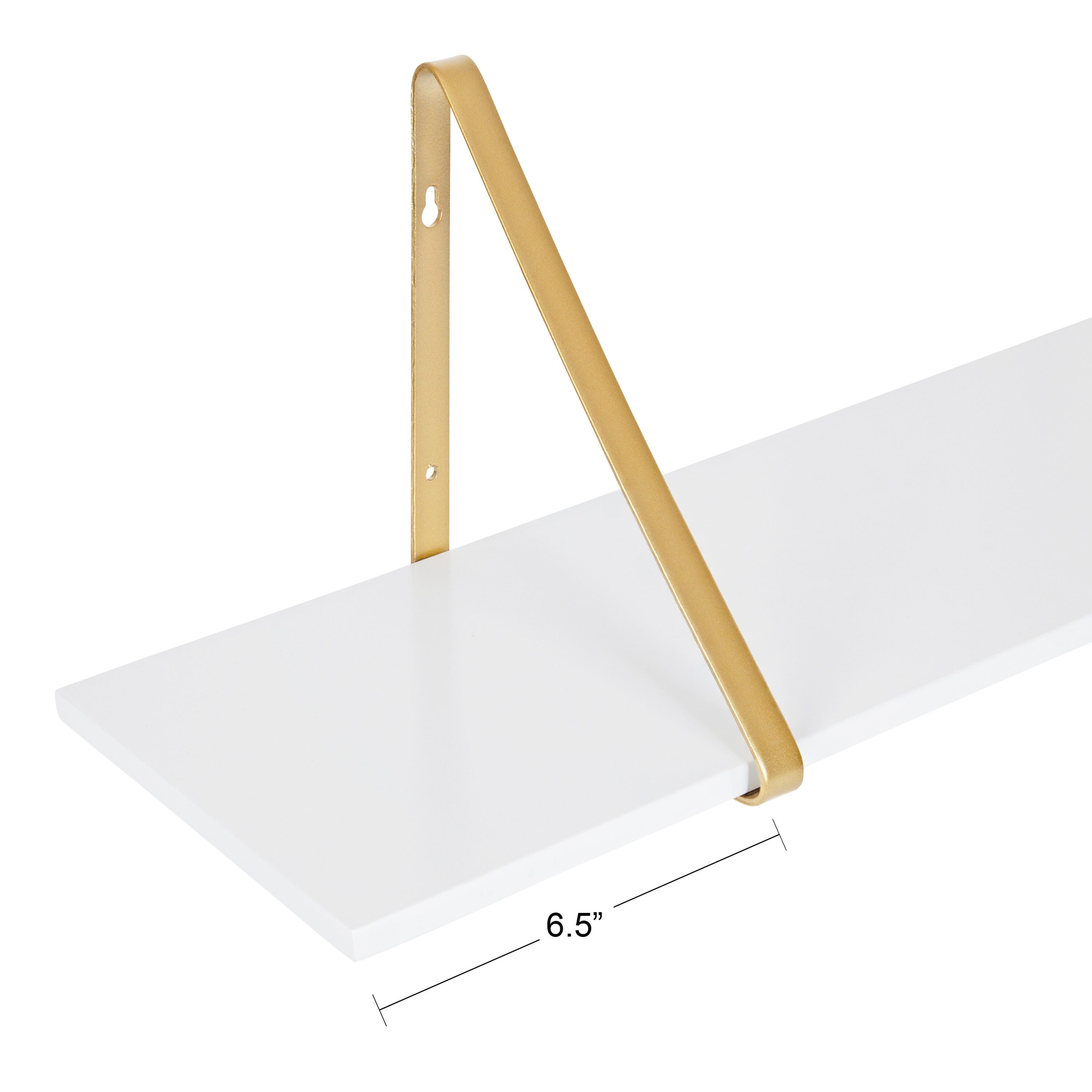 Kate and Laurel White/Gold Wood Bracket Shelf 38-in L x 8-in D (1 ...