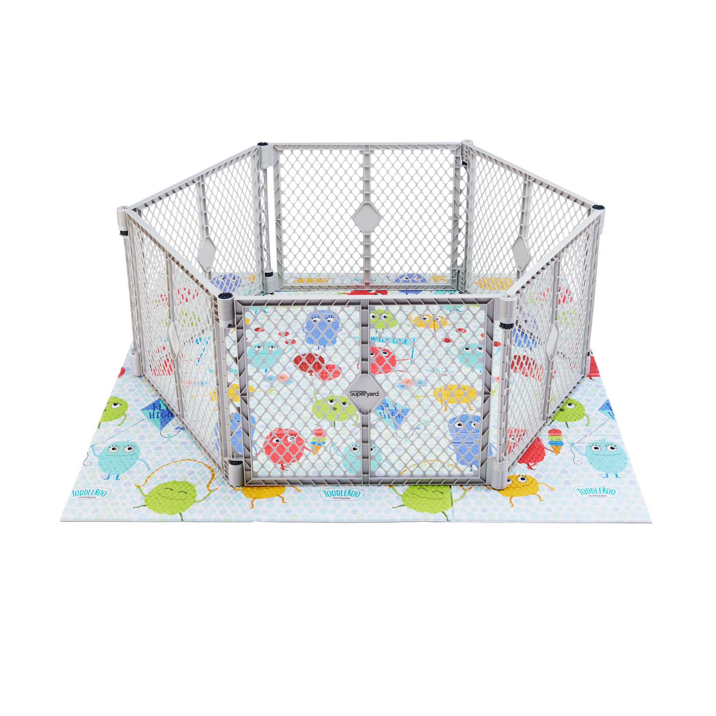 Toddleroo by North States Tapete de juego acolchado de mosaico plegable de  71 x 71 pulgadas. Tapete de juego de espuma extra grande para el suelo