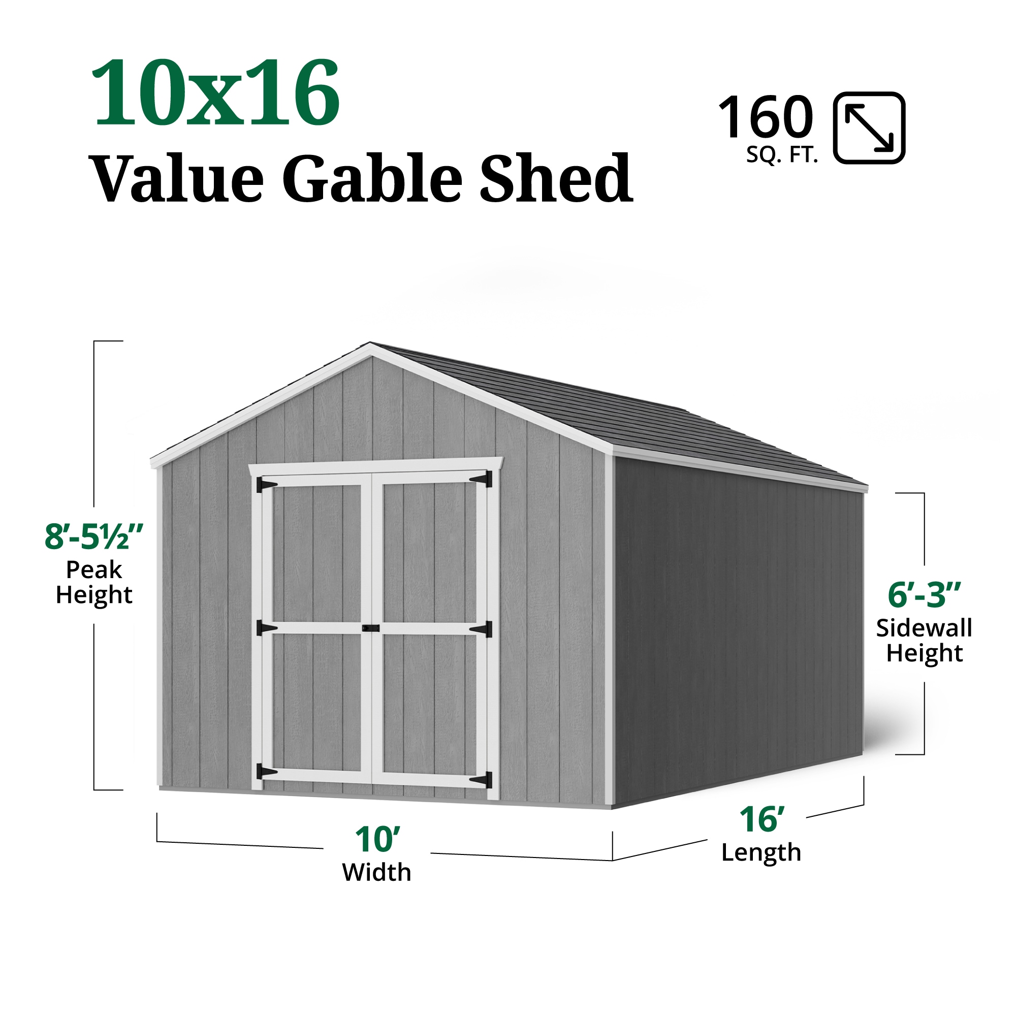 Little Cottage Co 10X16 VGS-PC Wood-Storage-Buildings - View #3