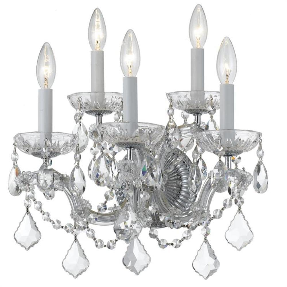 Crystorama Maria Theresa 13.5-in W 5-Light Polished Chrome Wall Sconce ...