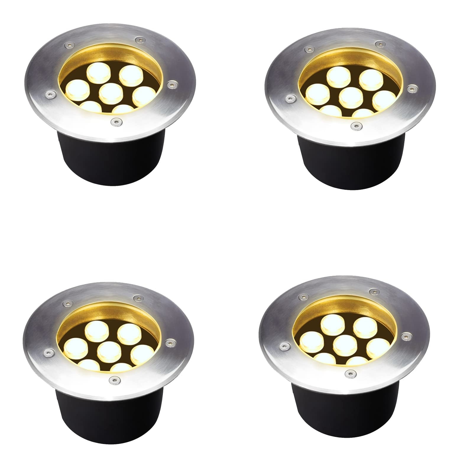 Vrbgify  Outdoor Landscape Lights 7W High Voltage 110V 120V Waterproof LED Ground Well Lighting Warm White 3000K for Garden Path Deck Yard Pack