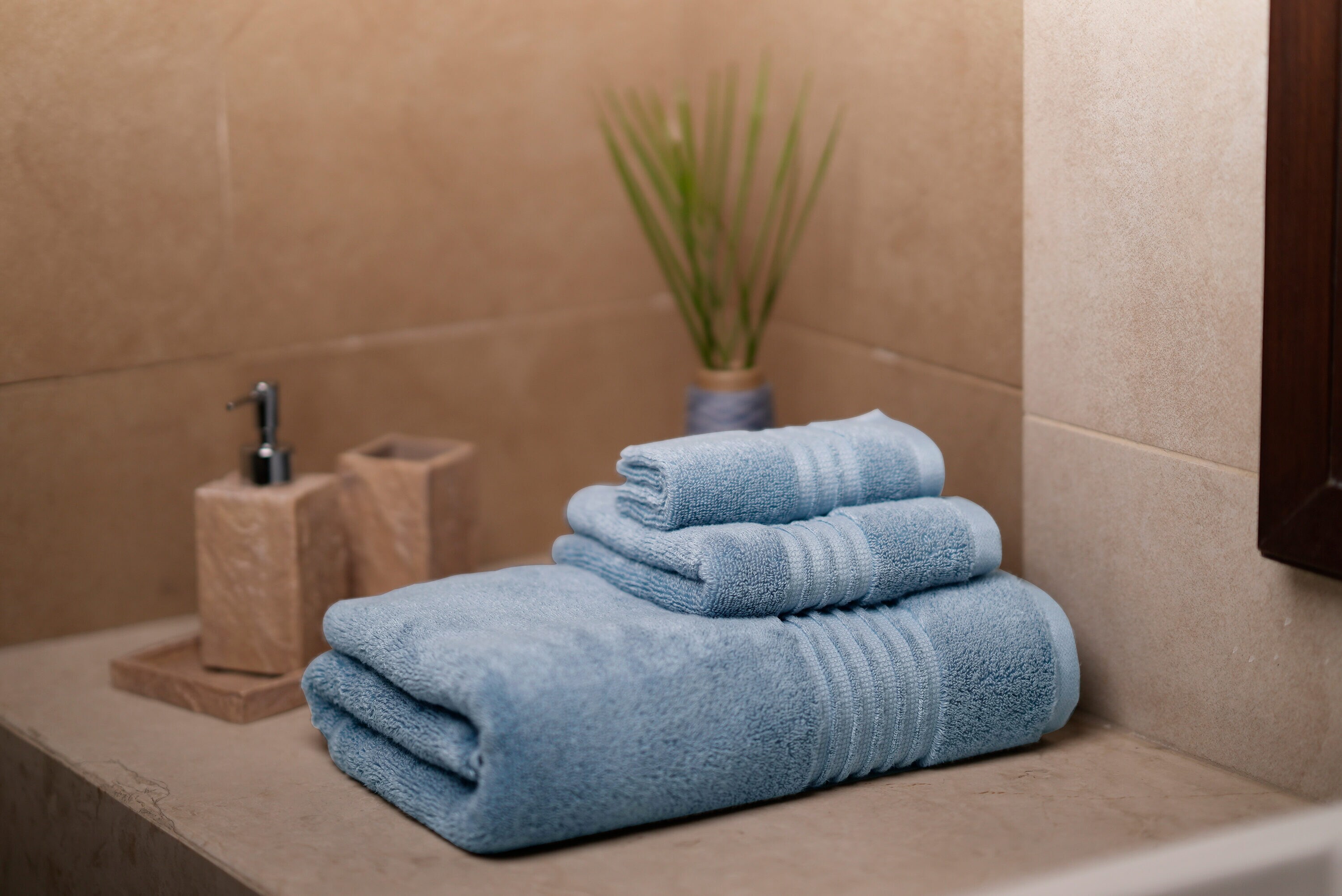 allen + roth Denim Cotton Quick Dry Bath Towel in the Bathroom