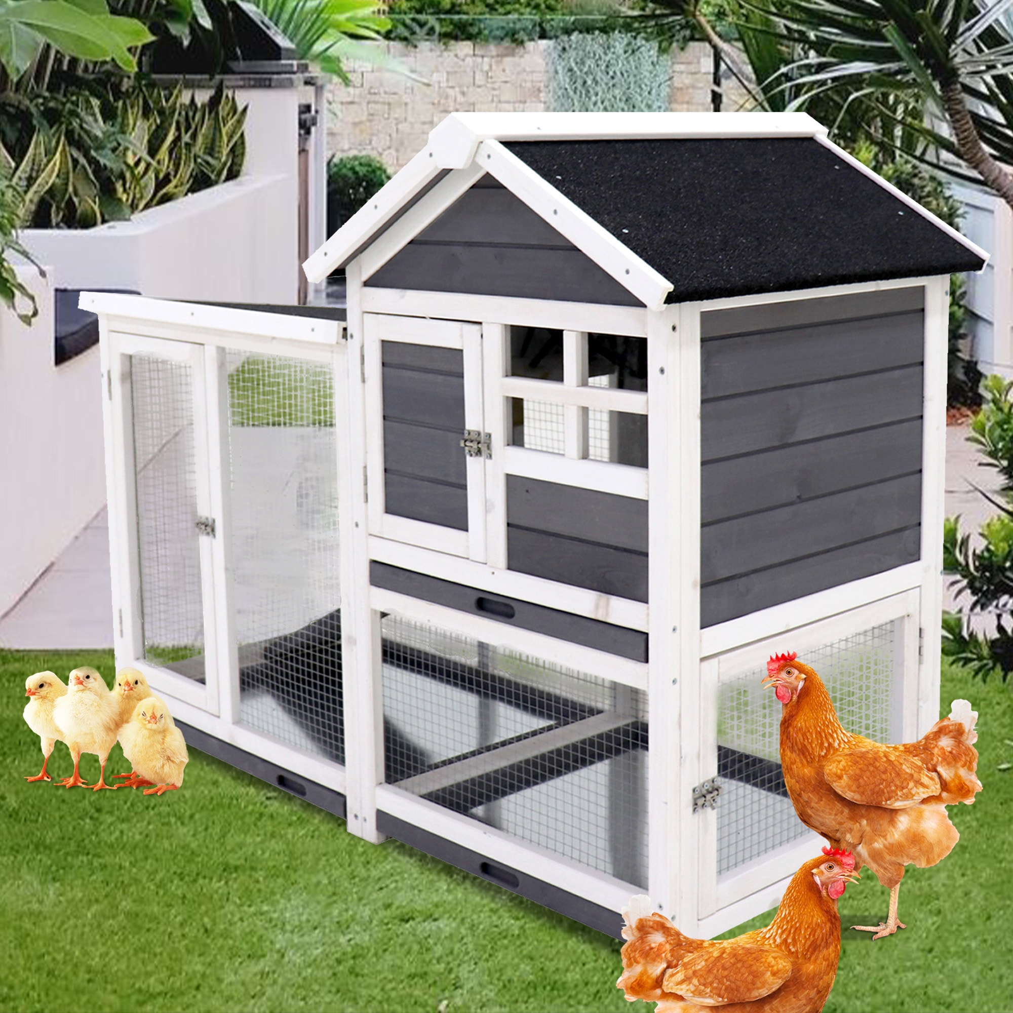 Kahomvis NH-QPW2-973 Chicken-Coops-Rabbit-Hutches - View #2