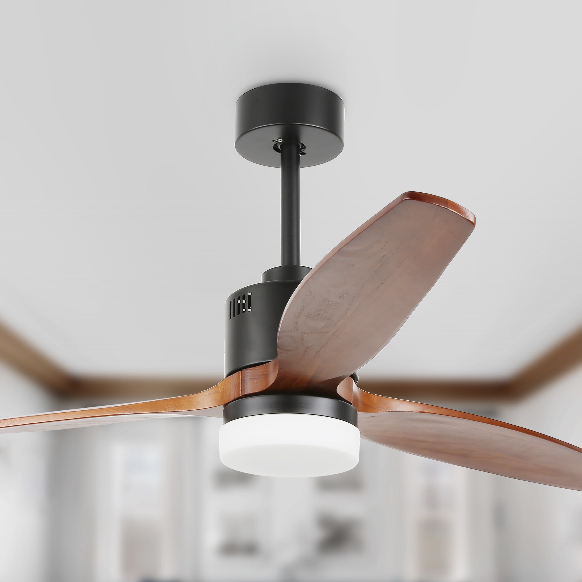 Bella Depot DC5206 52-in Color-Changing Integrated LED Black with Ceiling Fan With Light - Remote Included ( 3 -Blade )