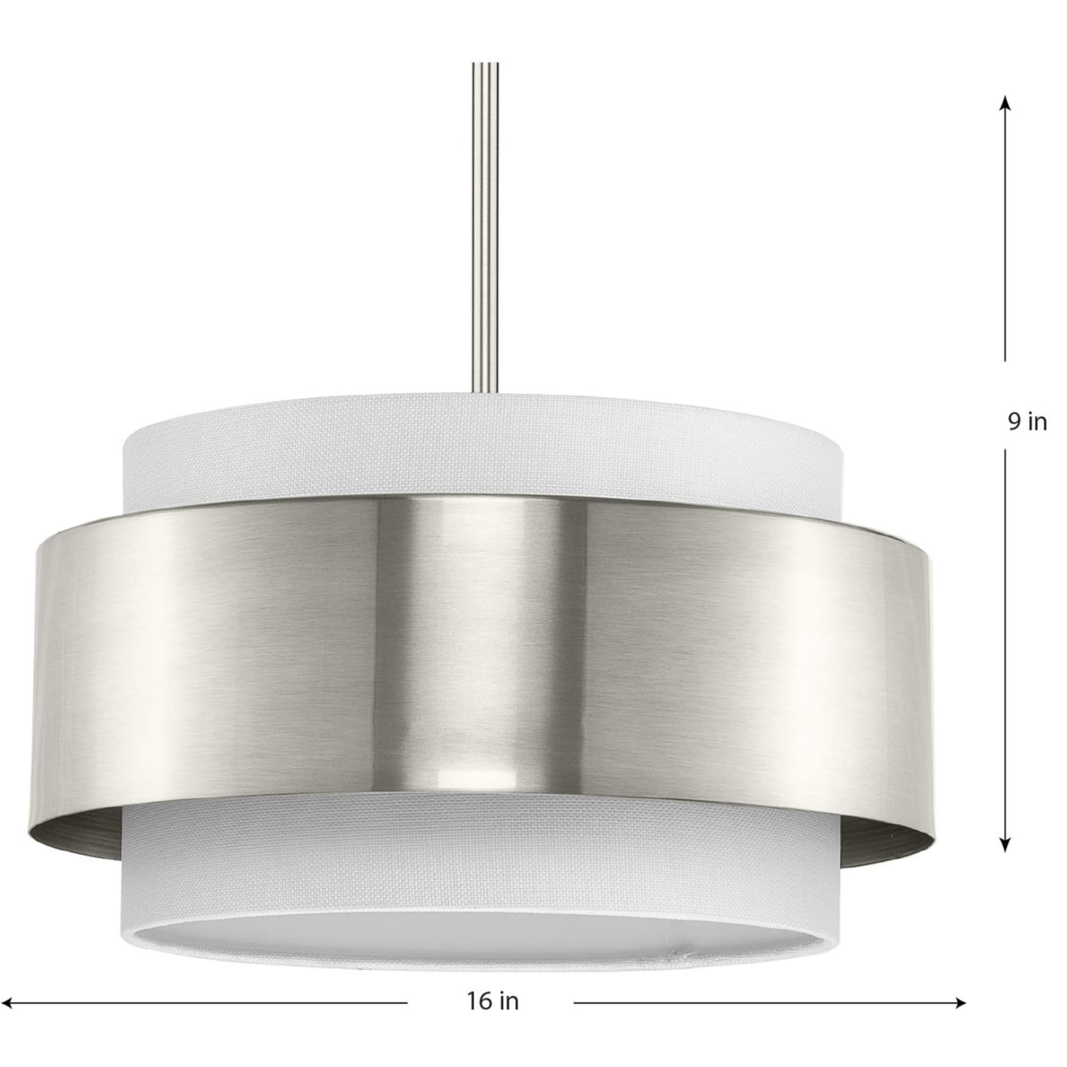 Silva Brushed Nickel Glass Drum Pendant Light