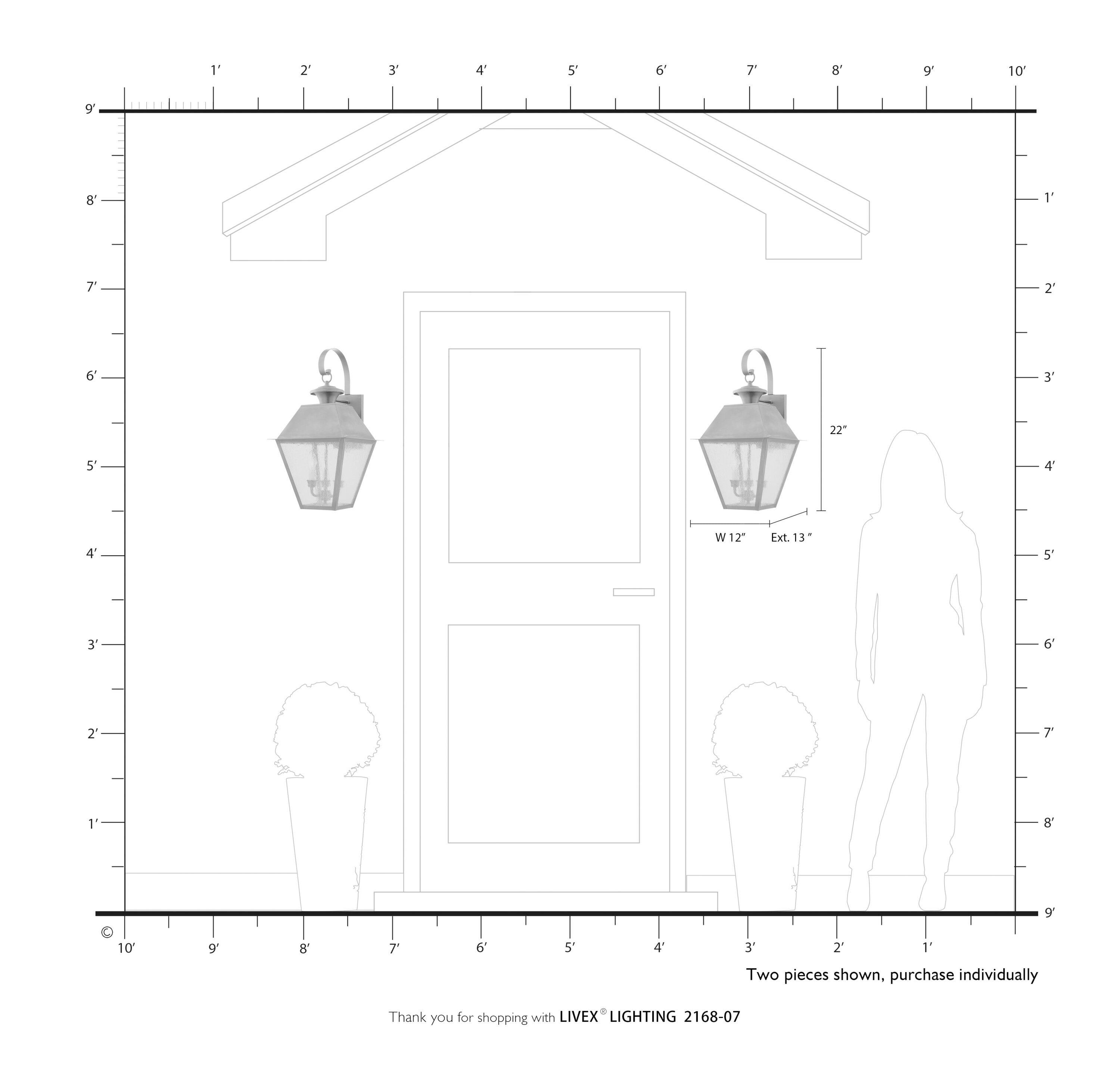 Bronze Seeded Glass 3-Light Outdoor Wall Lantern