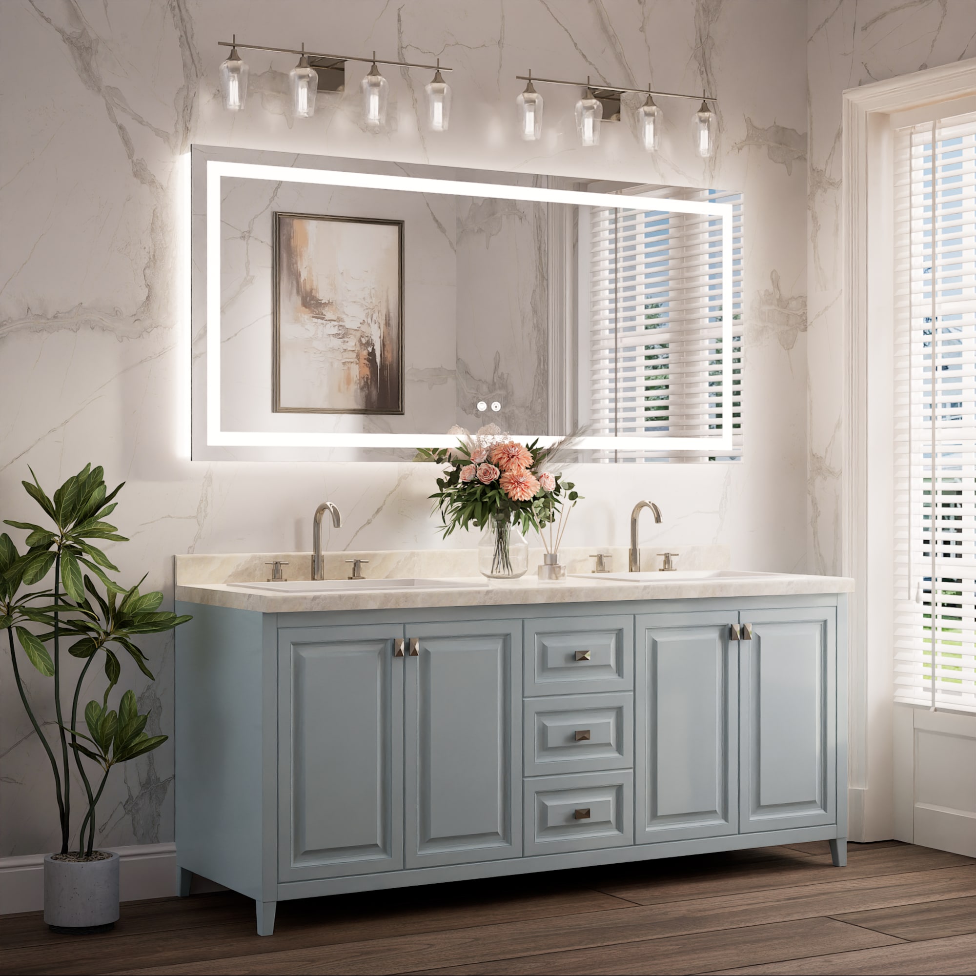 Keonjinn LW-ZBGFXFJ-15271F Framed-Bath-Mirrors - View #2