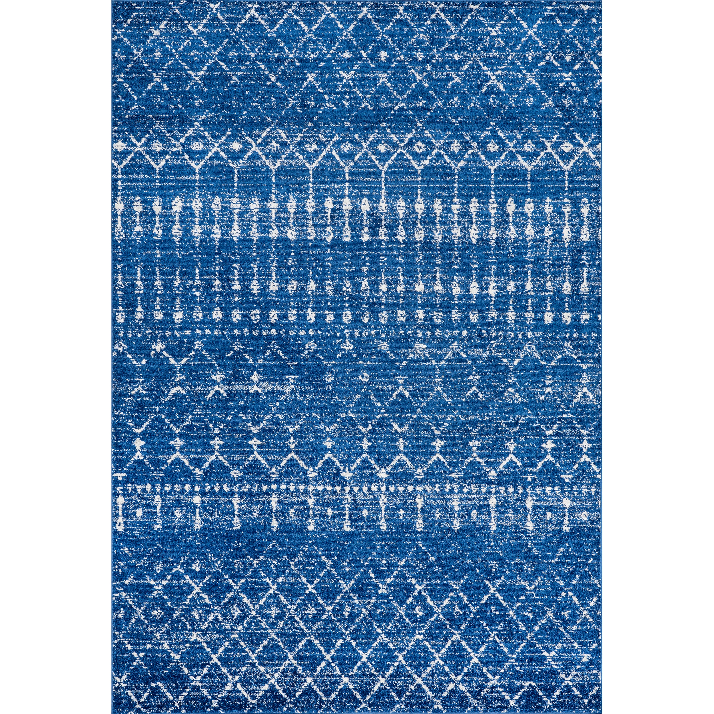 Blue Rectangular 4' x 6' Moroccan Trellis Area Rug