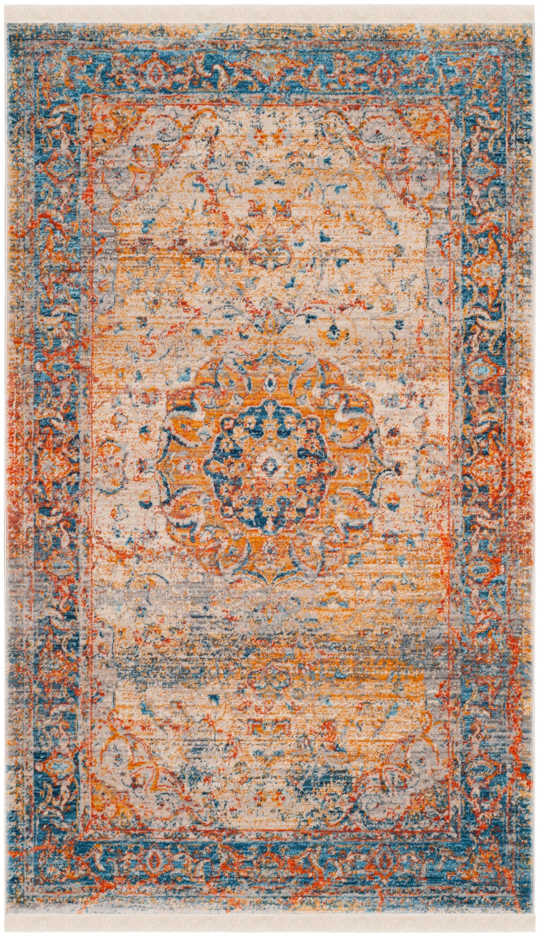Safavieh Vintage Persian Pasha 3 x 5 Blue/Multi Indoor Distressed/Overdyed Vintage Throw Rug
