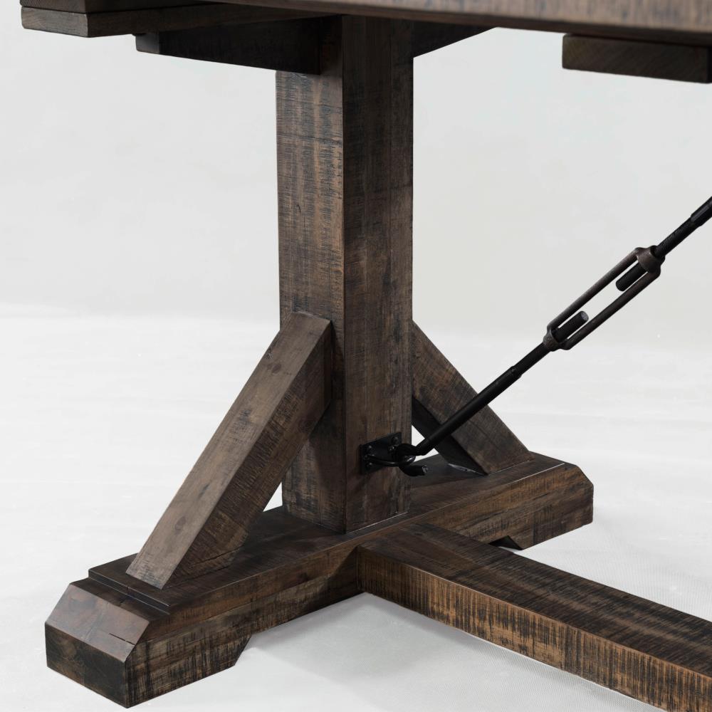 Rustic Chic Reclaimed Wood Extendable Dining Table in Walnut Brown