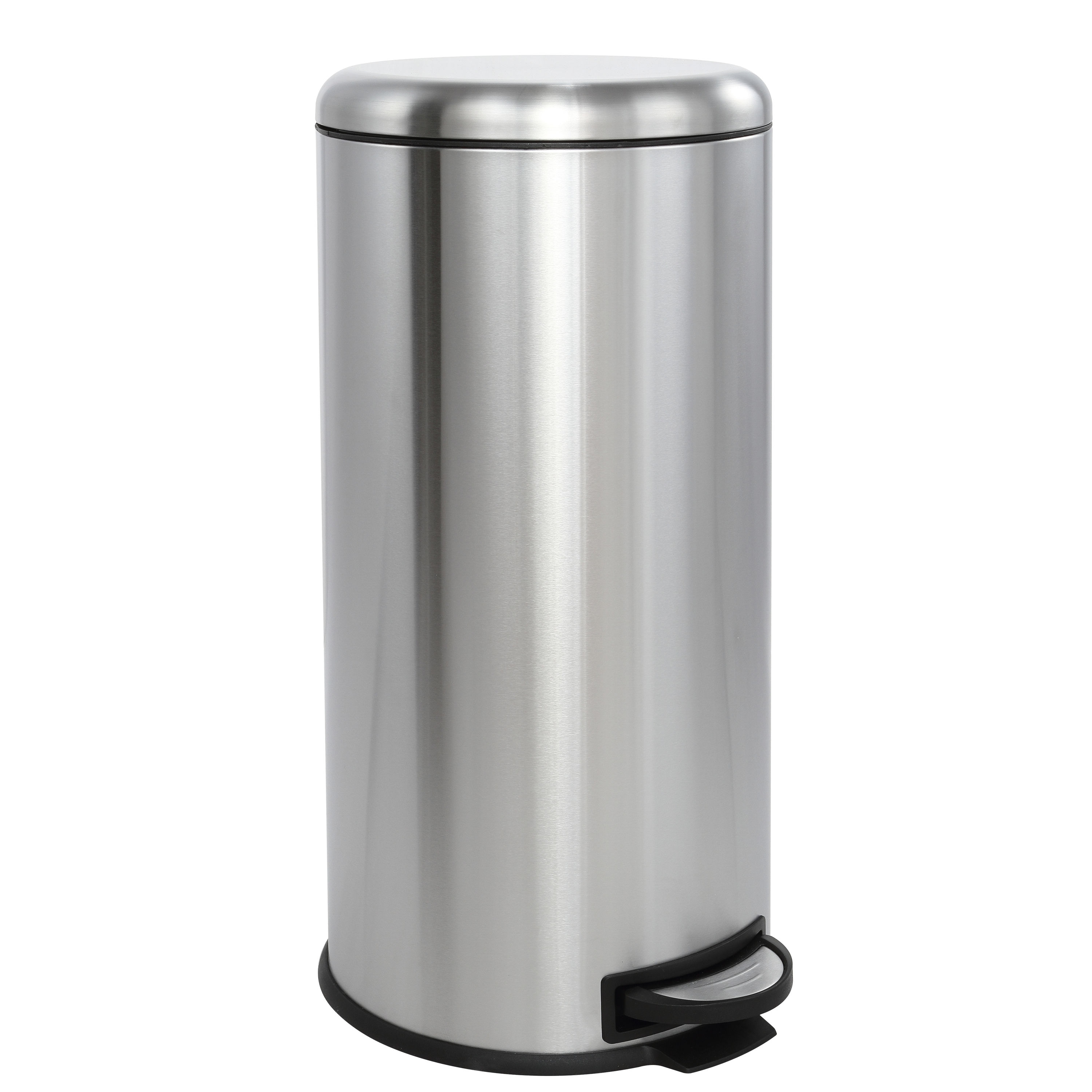 Home Zone Living 8 Gallon Round Kitchen Trash Can, Stainless Steel