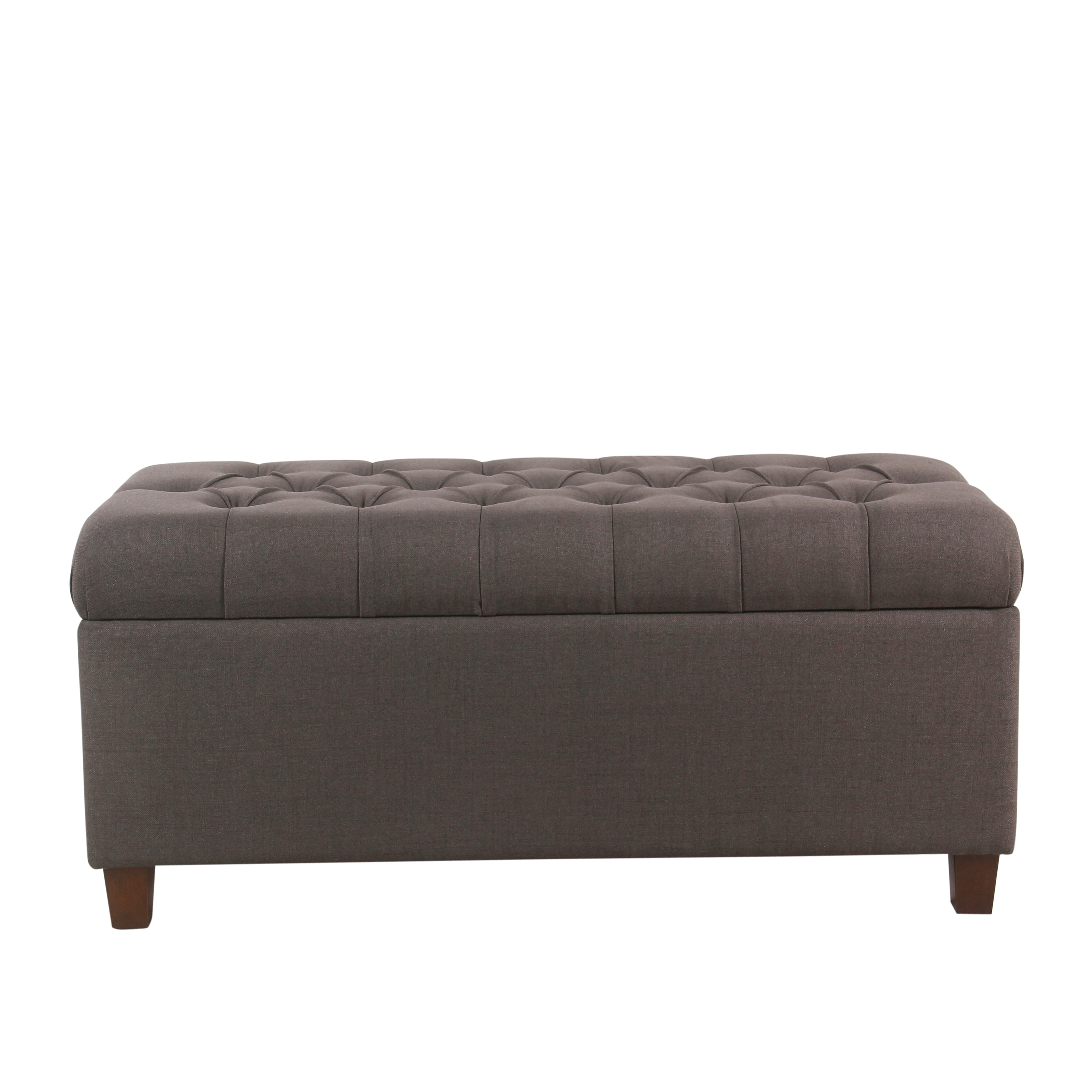 HomePop K6138-F2208 Ainsley Casual Linen-look Charcoal Gray Storage Bench with Storage 40-in x 18-in x 18-in