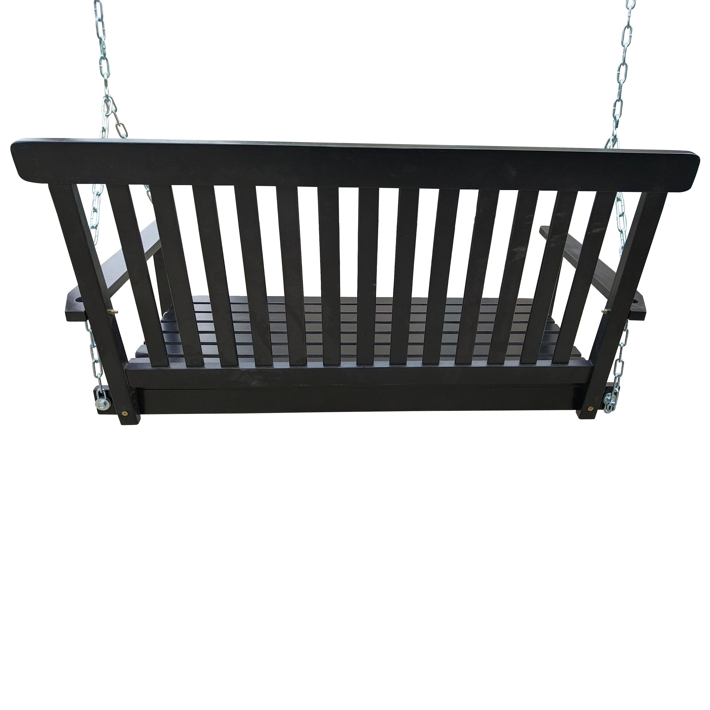 Bayfeve Front Porch Swing 3-person Black Wood Outdoor Swing BF-3721LH ...