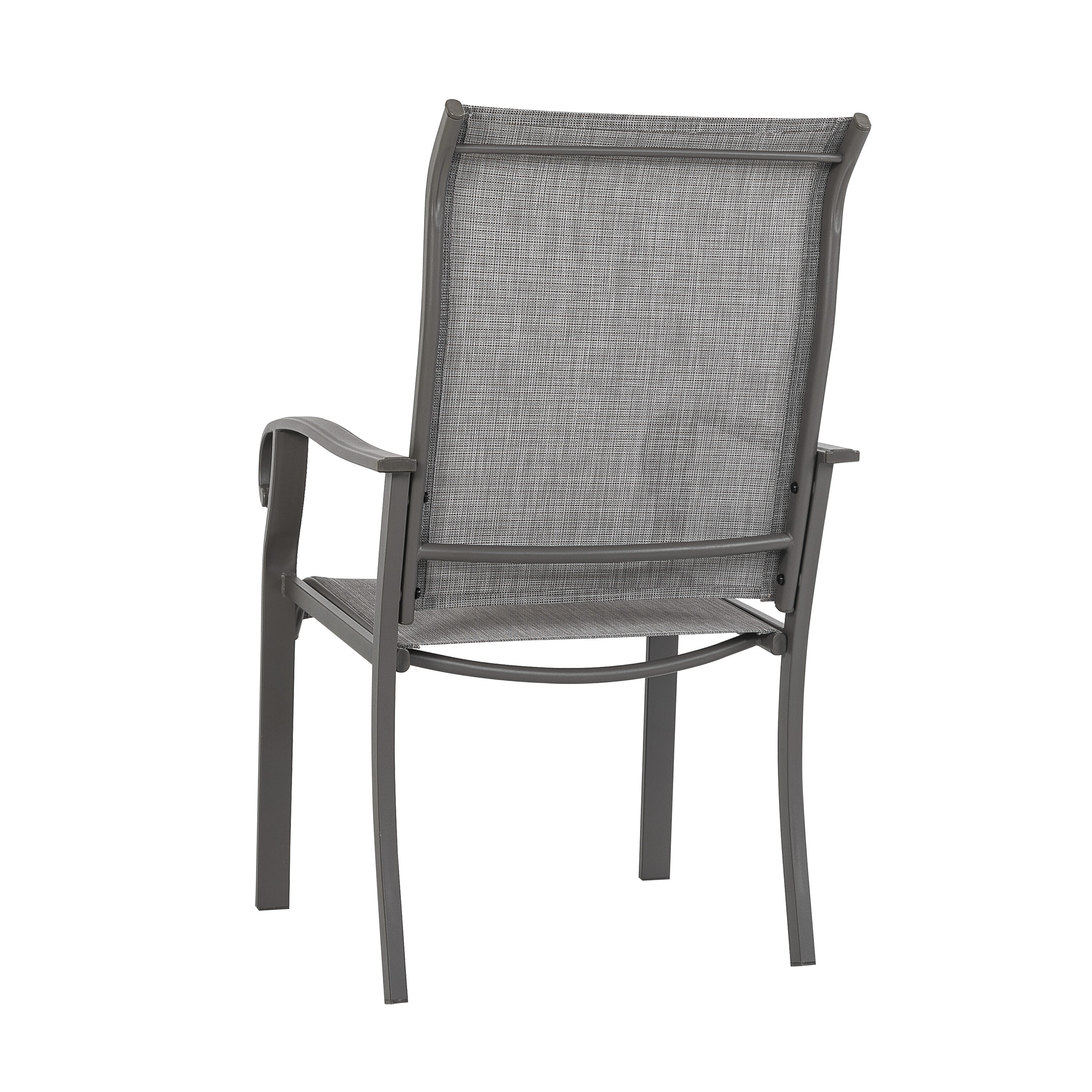 Light Gray Textilene and Iron Outdoor Dining Chairs, Set of 2