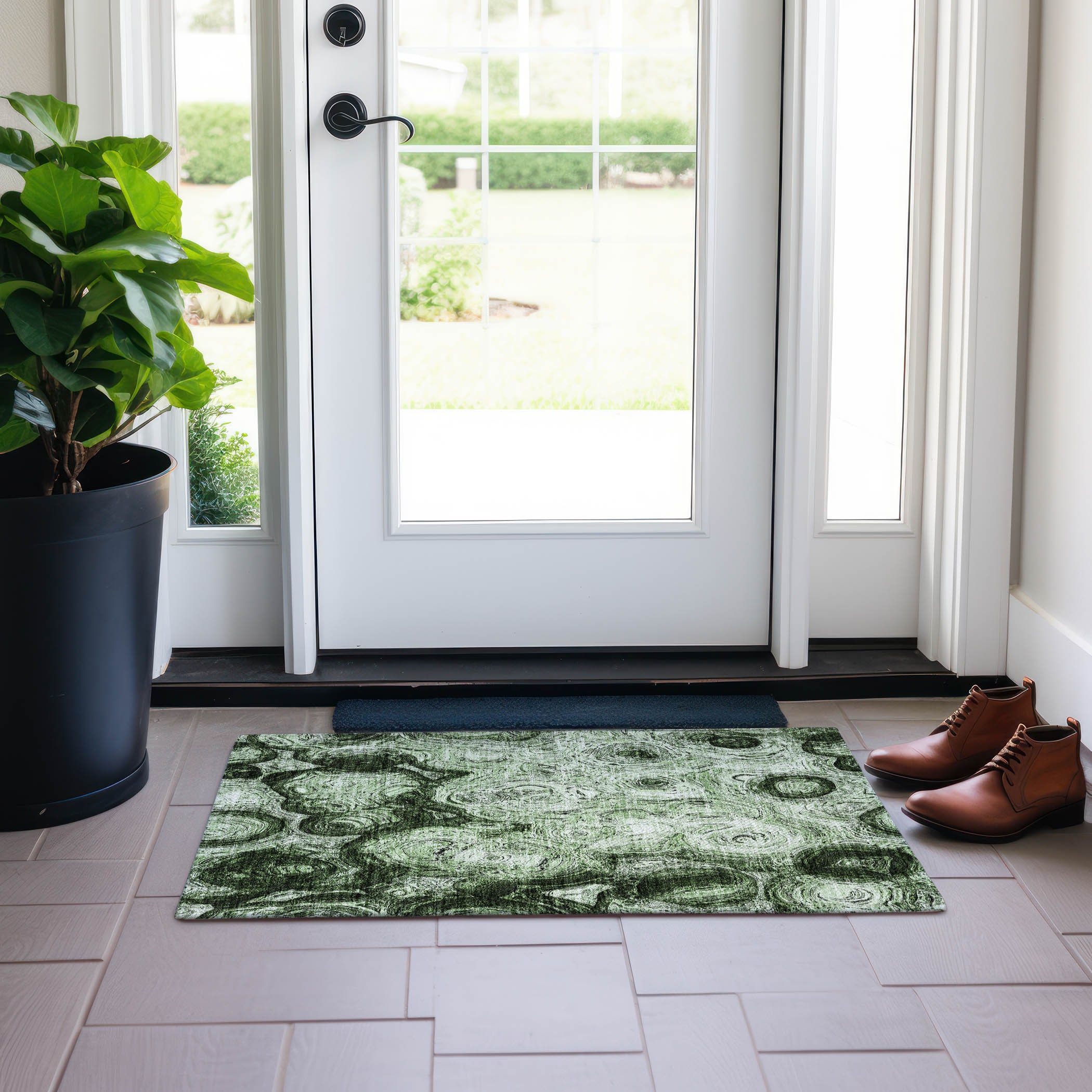 Addison Rugs ACN579GE20X30 Chantille ACN579GE 2 x 3 (ft) Polyester Green Rectangular Indoor/Outdoor Geometric Machine washable Area rug