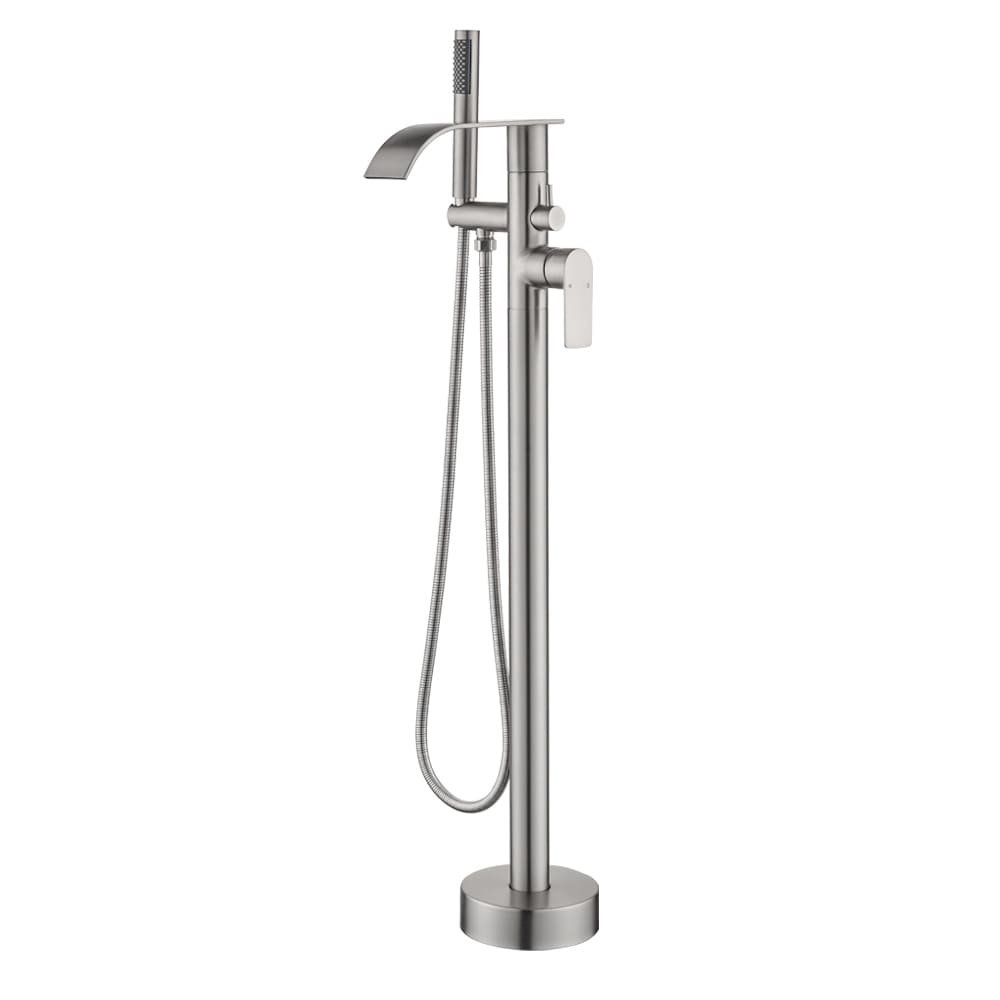 WELLFOR GSM-18009BN Brushed Nickel 1-handle Freestanding Waterfall Bathtub Faucet with Hand Shower ( Valve Included )