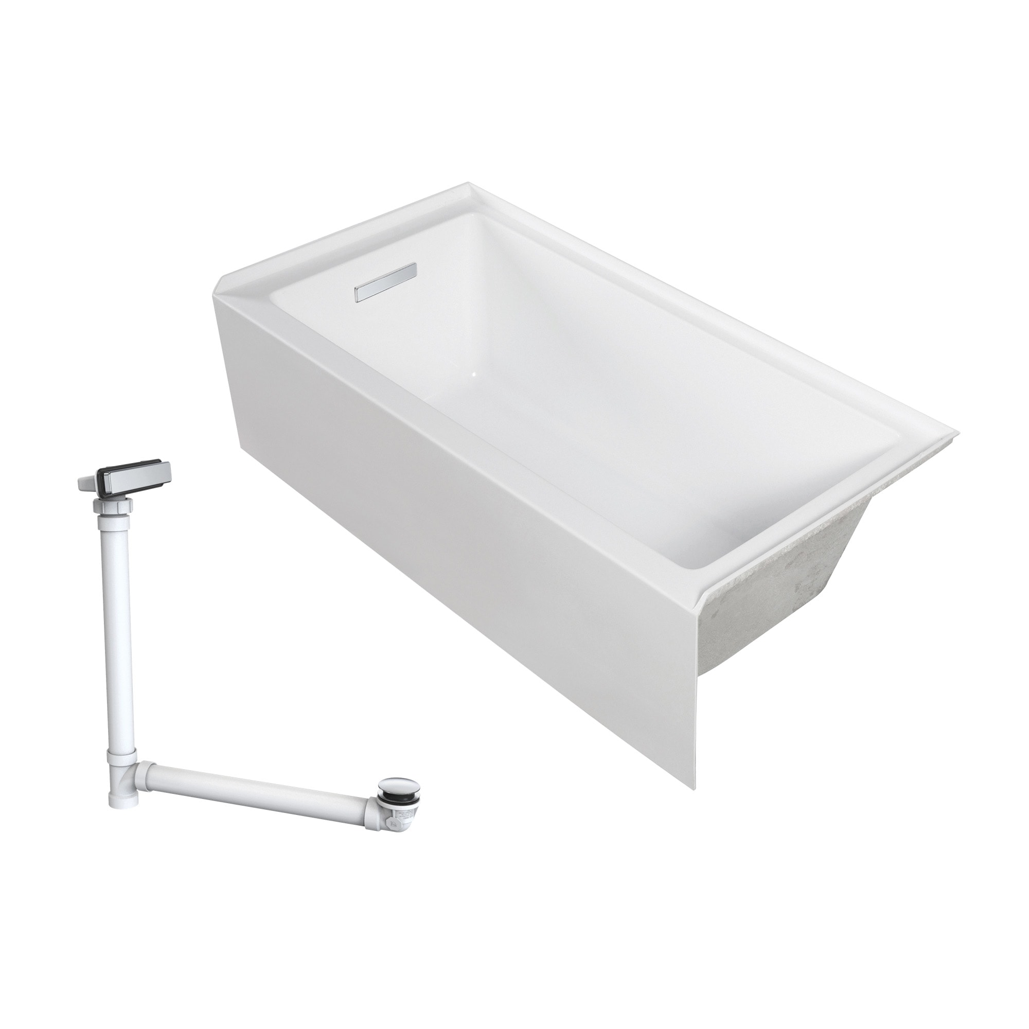 Transolid UATLN603217-L-PC Unity AFR 32-in x 60-in White/Polished Chrome Acrylic Rectangle Alcove Soaking Bathtub with Drain ( Left Drain )