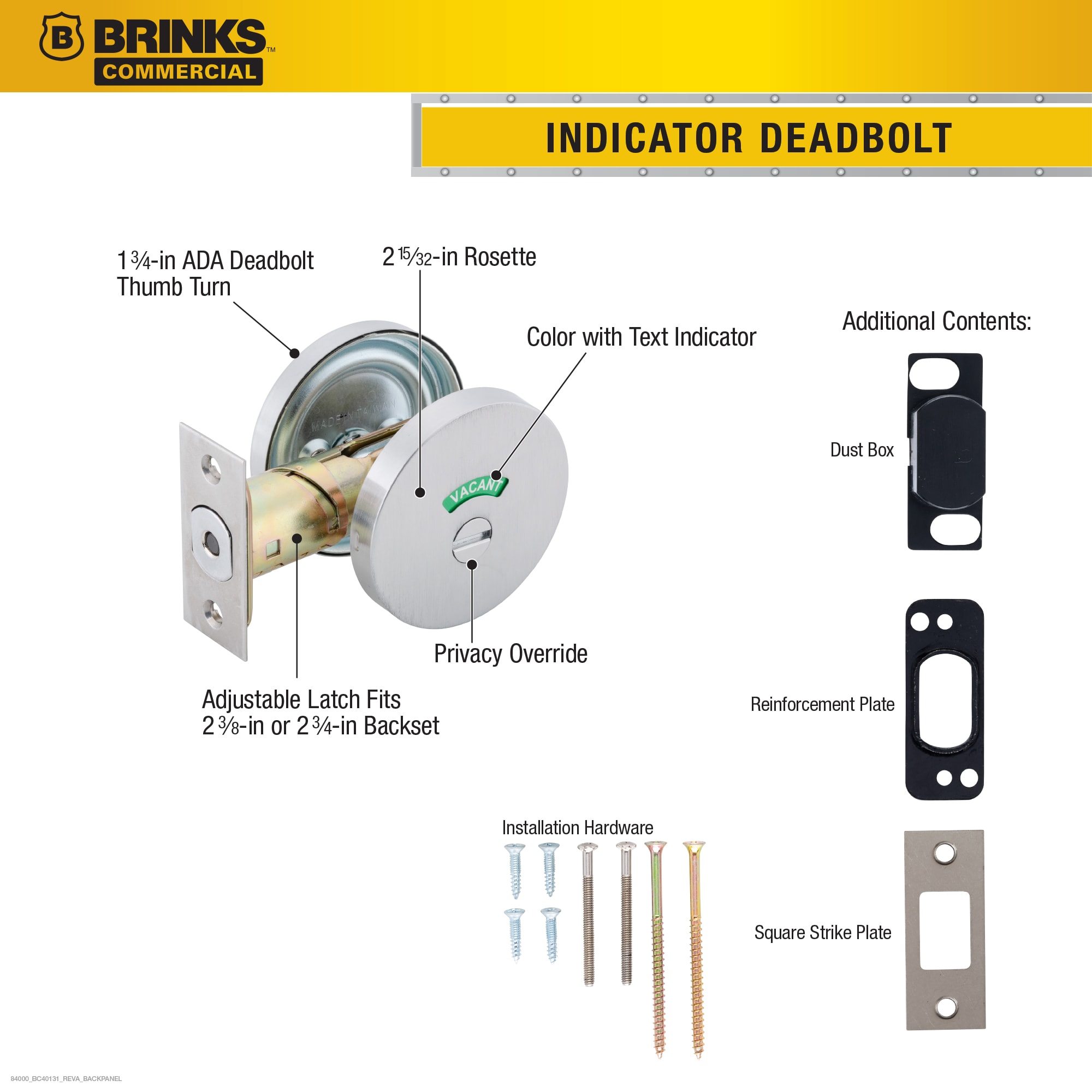 BRINKS COMMERCIAL BC40131 Door-Deadbolts - View #7