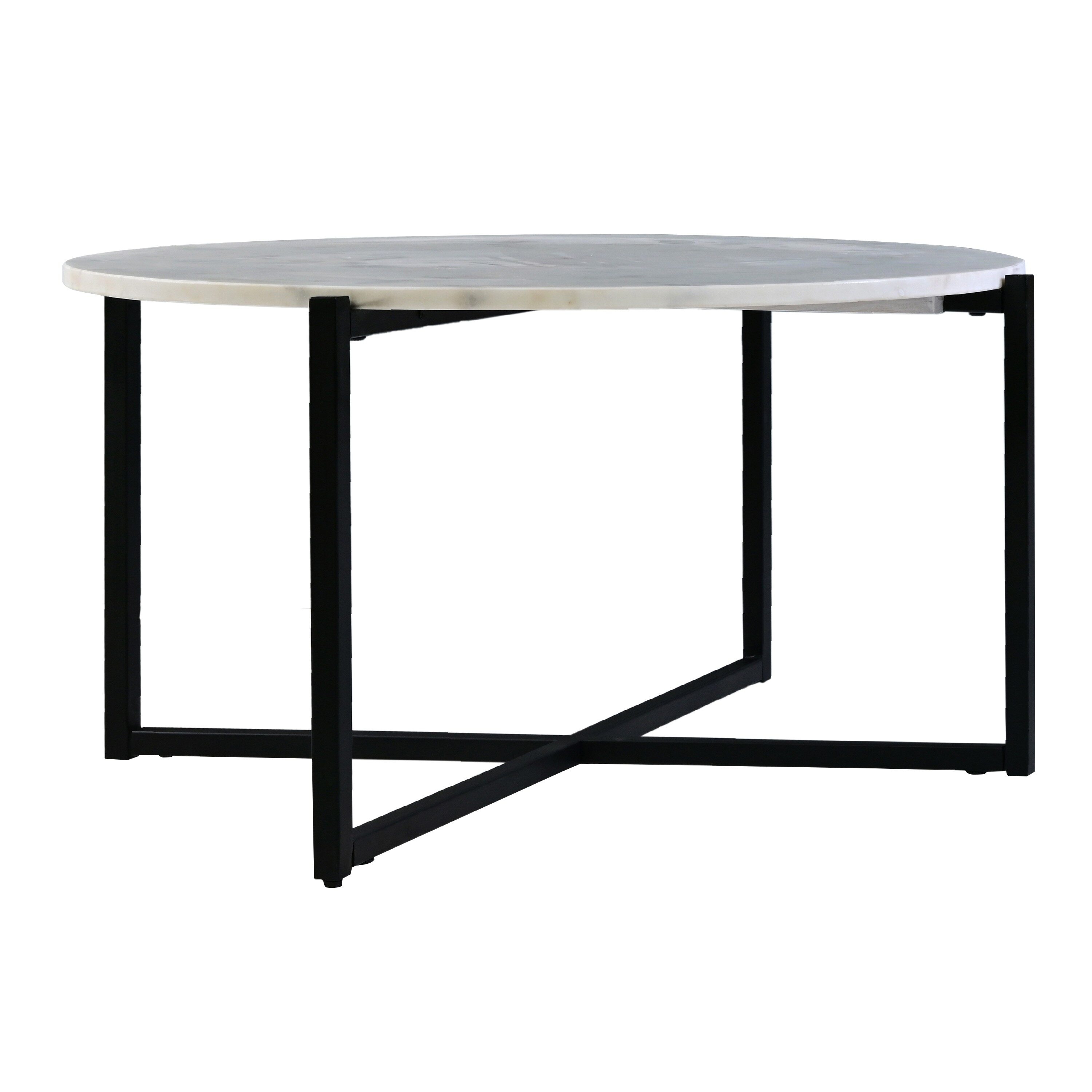 Benzara White Granite Marble Modern Coffee Table in the Coffee