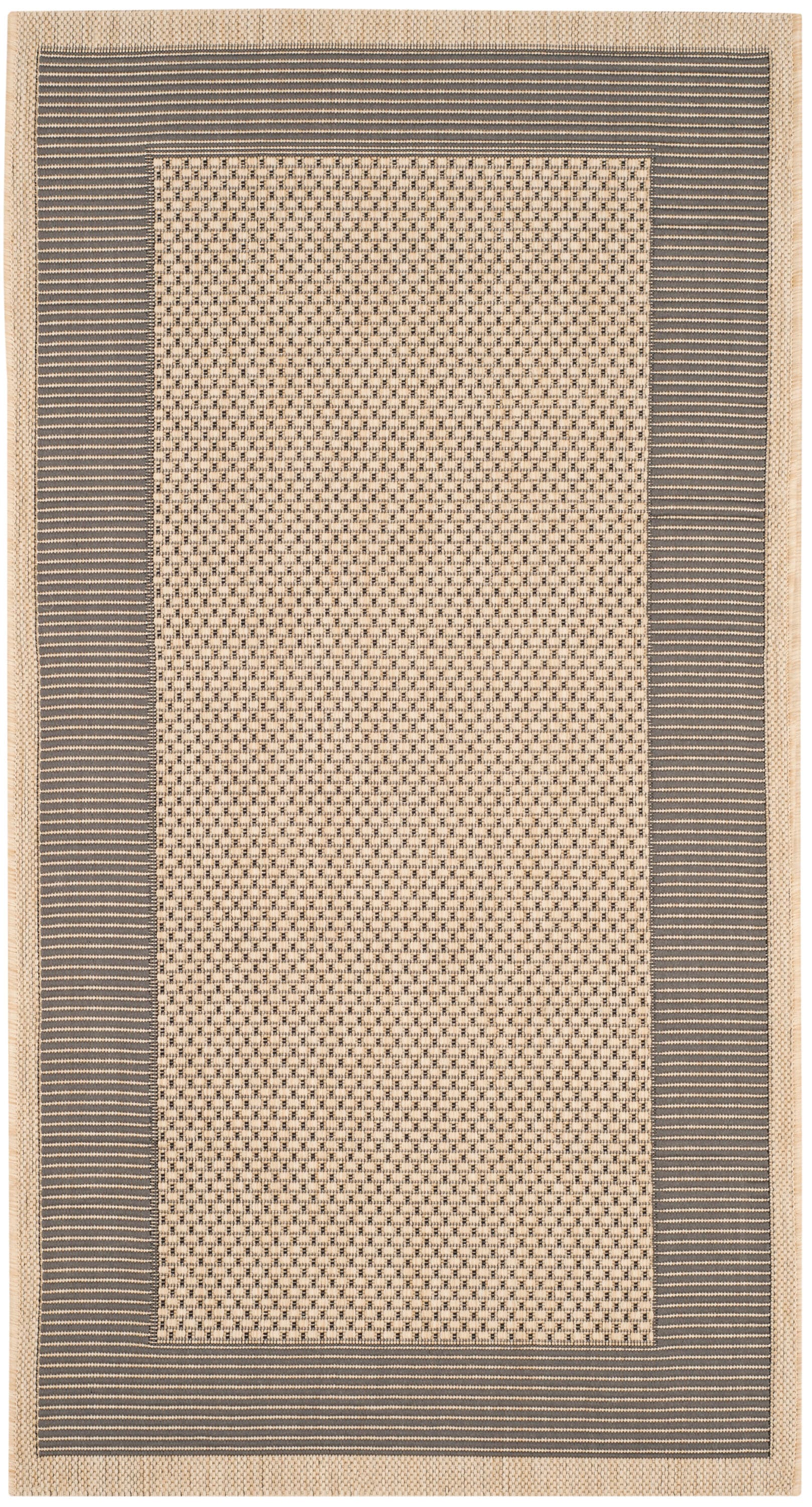 Safavieh CY7987-65A5-4 Courtyard Puhi 4 x 6 (ft) Loomed Polypropylene Gray/Cream Rectangular Indoor/Outdoor Border Coastal Area rug