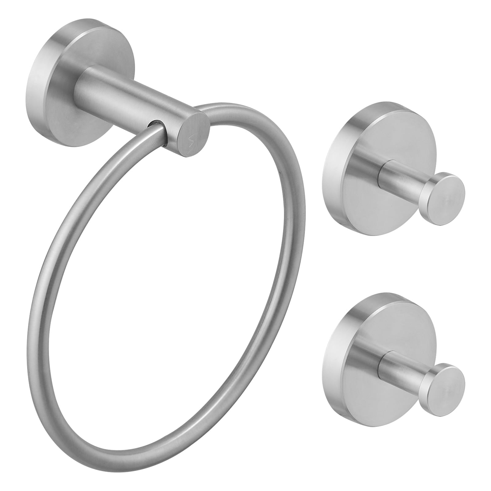 BWE A-91063-N 3 -Piece Urban Stream Brushed Nickel Decorative Bathroom Hardware Set Towel Ring ,Robe Hook Included