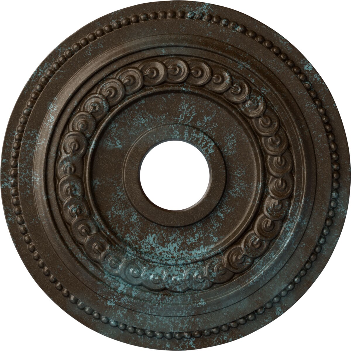 Ekena Millwork CM18OL1BBS Oldham 18-in W x 18-in L Painted Bronze Blue Patina Polyurethane Whole Ceiling Medallion