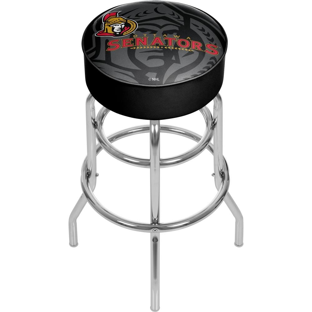 Trademark Gameroom NHL1000-OW-WM Ottawa Senators Bar Stools Chrome Bar height Upholstered Swivel Metal Backless Bar Stool