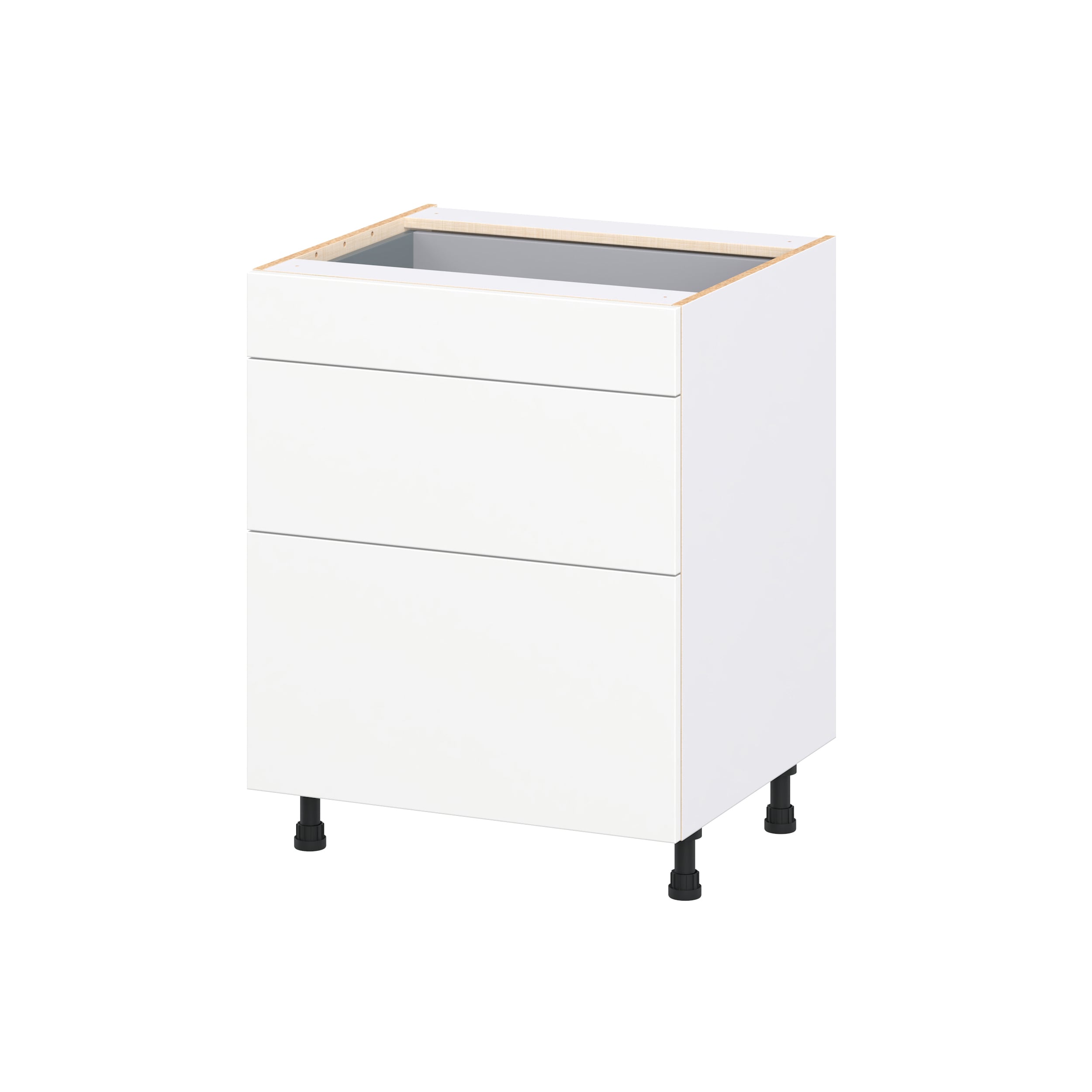 Hugo&Borg DSB3D27-LA Lasalle 27-in W x 34.5-in H x 24.5-in D Bright White Slab 3 -Drawers Drawer Base Fully assembled Cabinet Flat Panel Slab