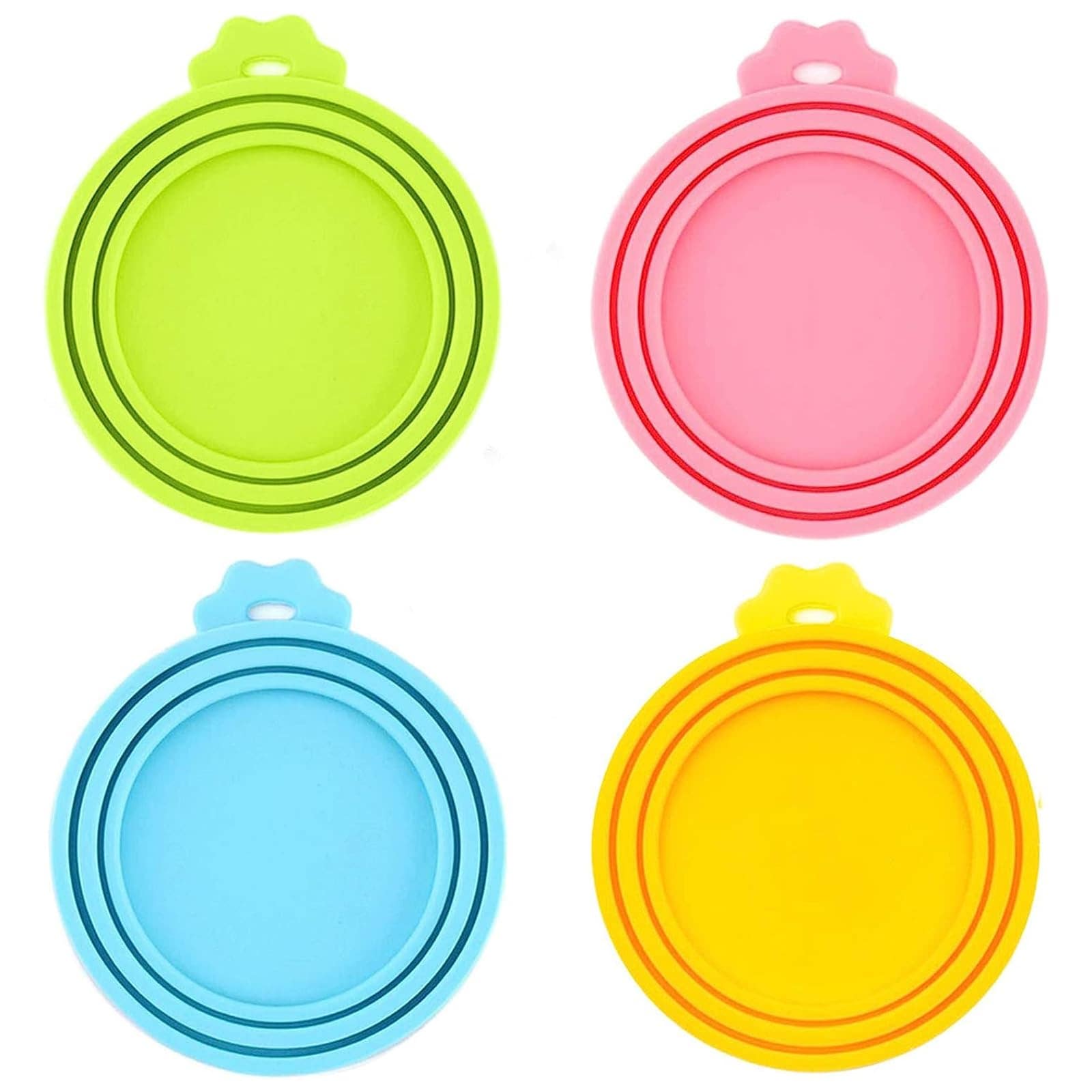 Etokfoks - 4 Pack Universal Pet Food Can Covers 3 Size Rings Fit 3 13 2 oz Cans Food Grade Silic...