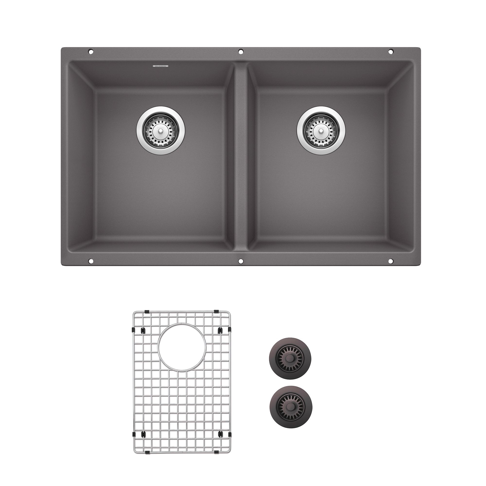 BLANCO KA-519050 Undermount 29.75-in x 18.11-in Granite Double equal bowl Kitchen Sink All-in-One Kit