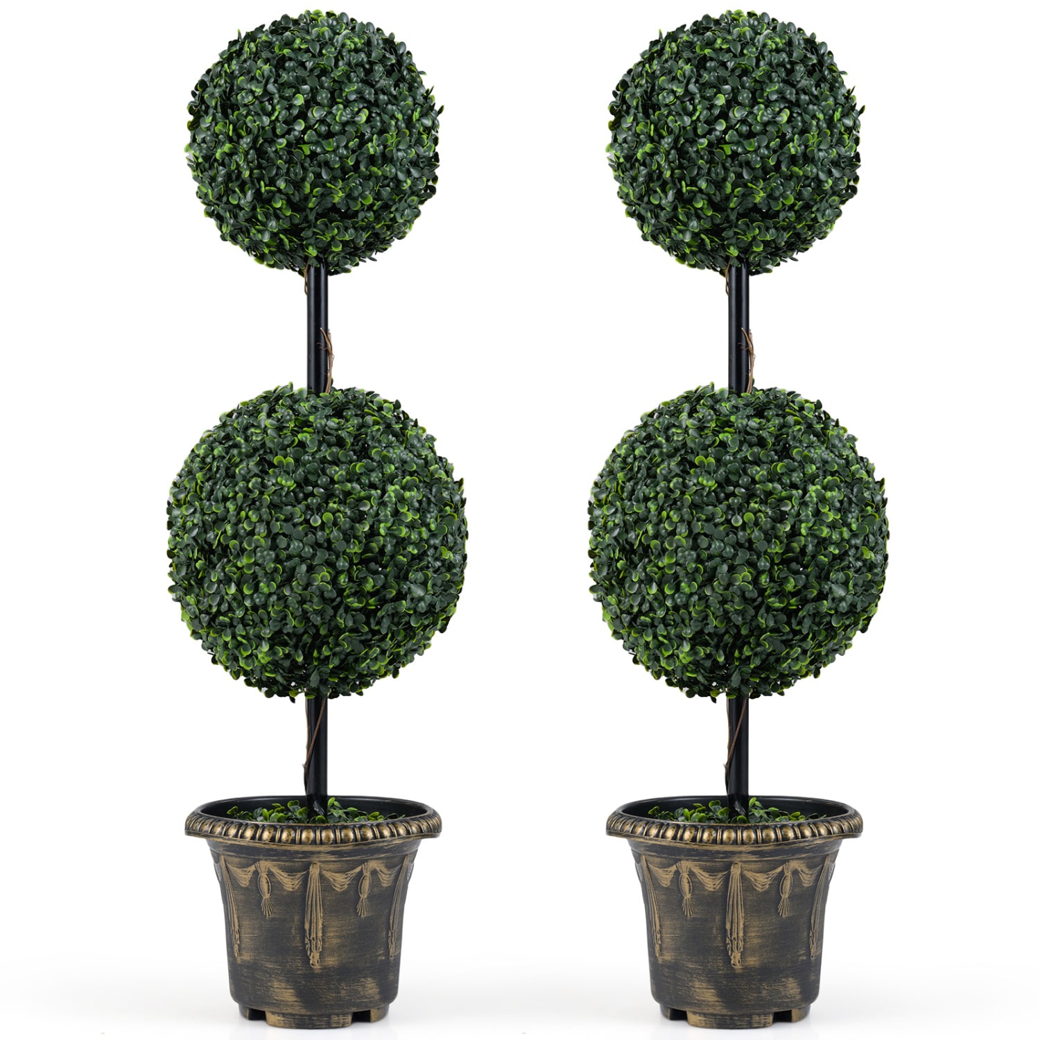 35-in Green Indoor Floor Boxwood Artificial Tree in the Artificial ...