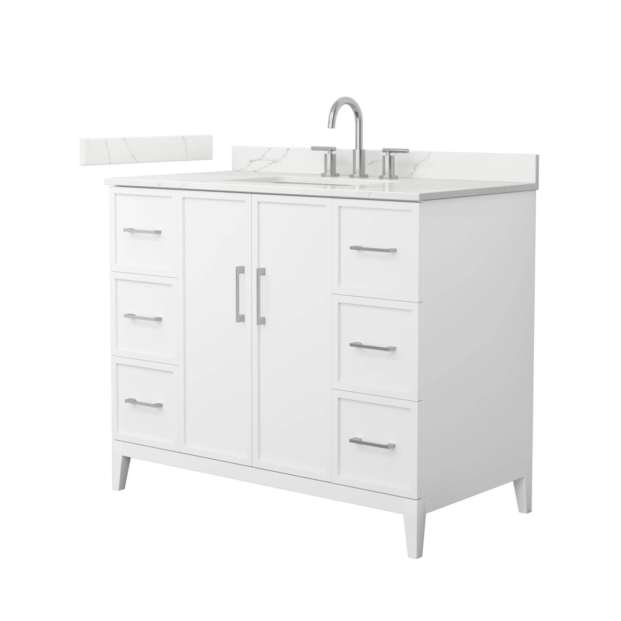 Wyndham Collection WCH717142SWHGTUS3MXX Elan 42-in White with Brushed Nickel Trim Undermount Single Sink Bathroom Vanity with Giotto Quartz Quartz Top