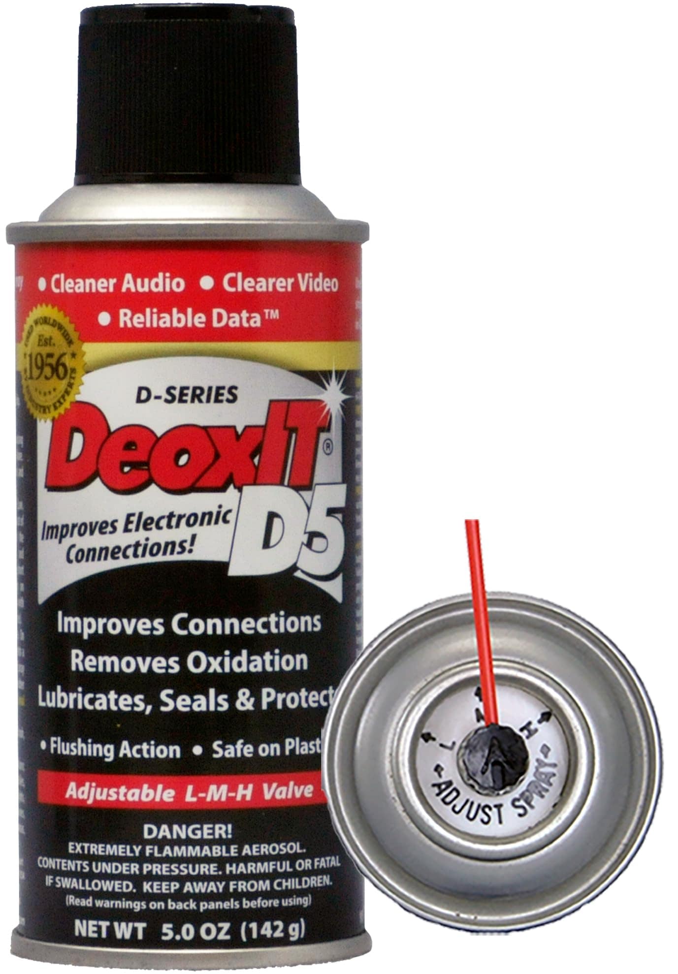 DeoxIT D5S-6 Spray More Than A Contact Cleaner 142g Low-Med-High Valve Pack of 1