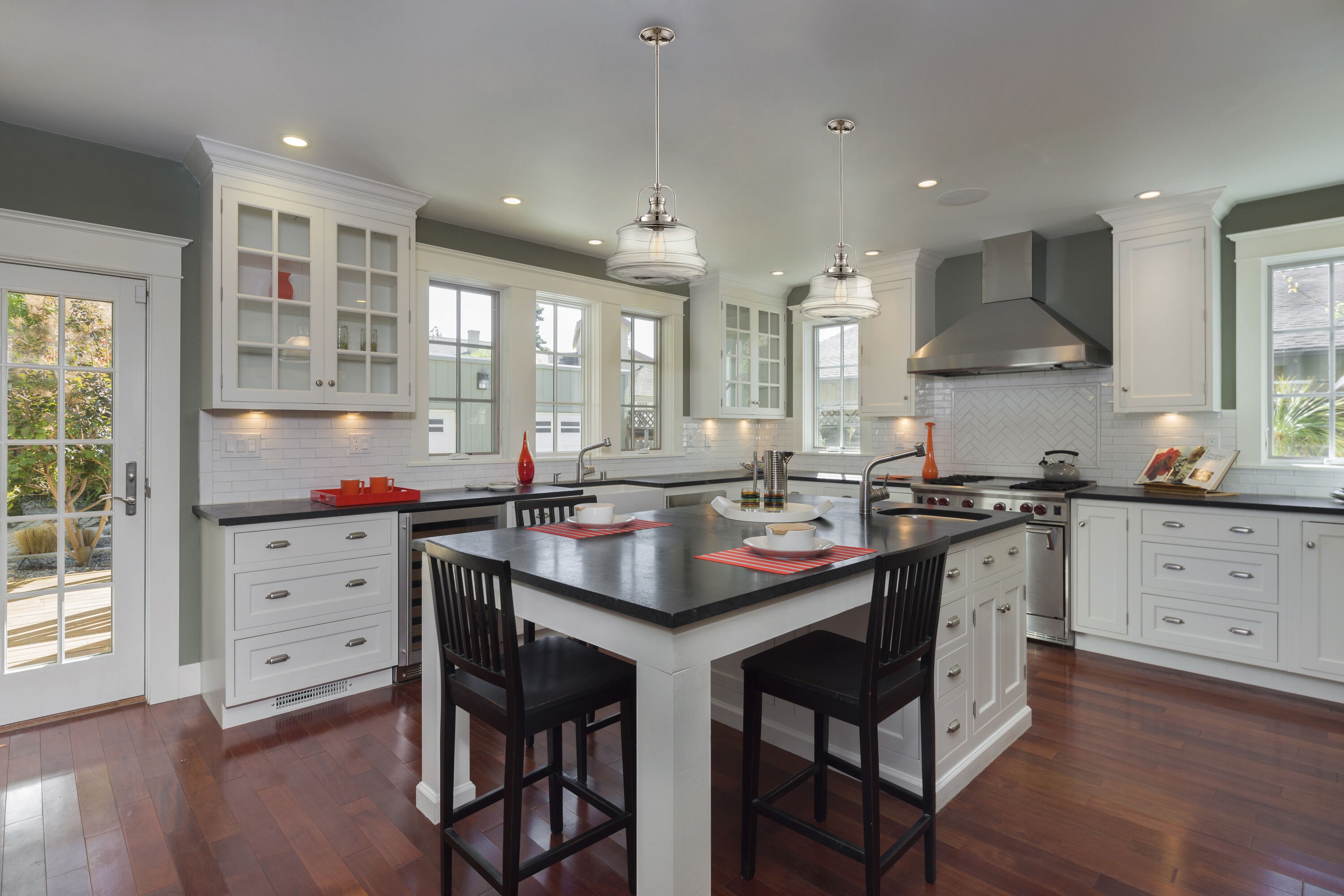 Transitional Polished Nickel Pendant with Clear Glass Shade