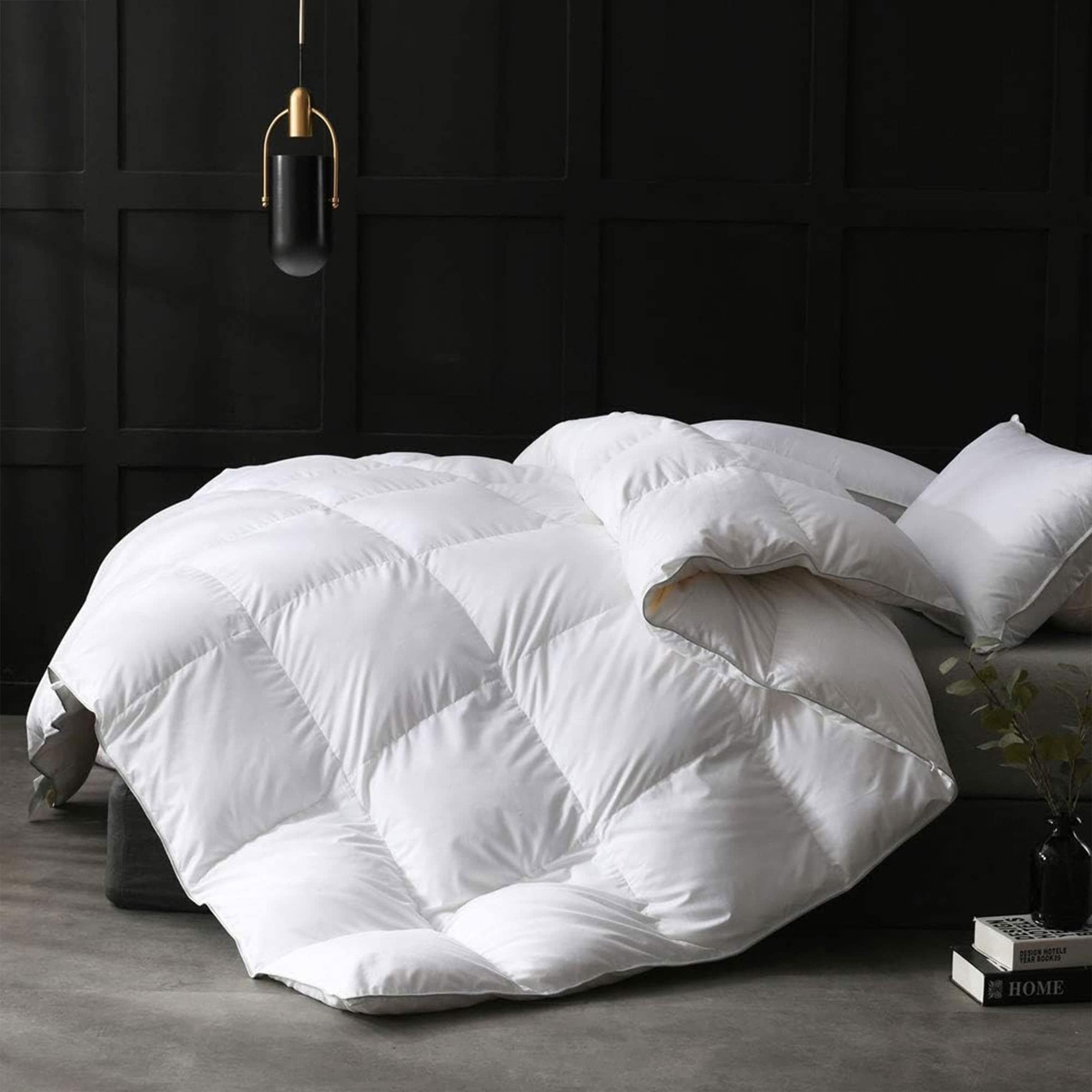 APSMILE 326252 King Size Heavyweight Feathers Down Comforter with Ultra Soft Poly Cotton for Bedding Duvets with Down Comforters White