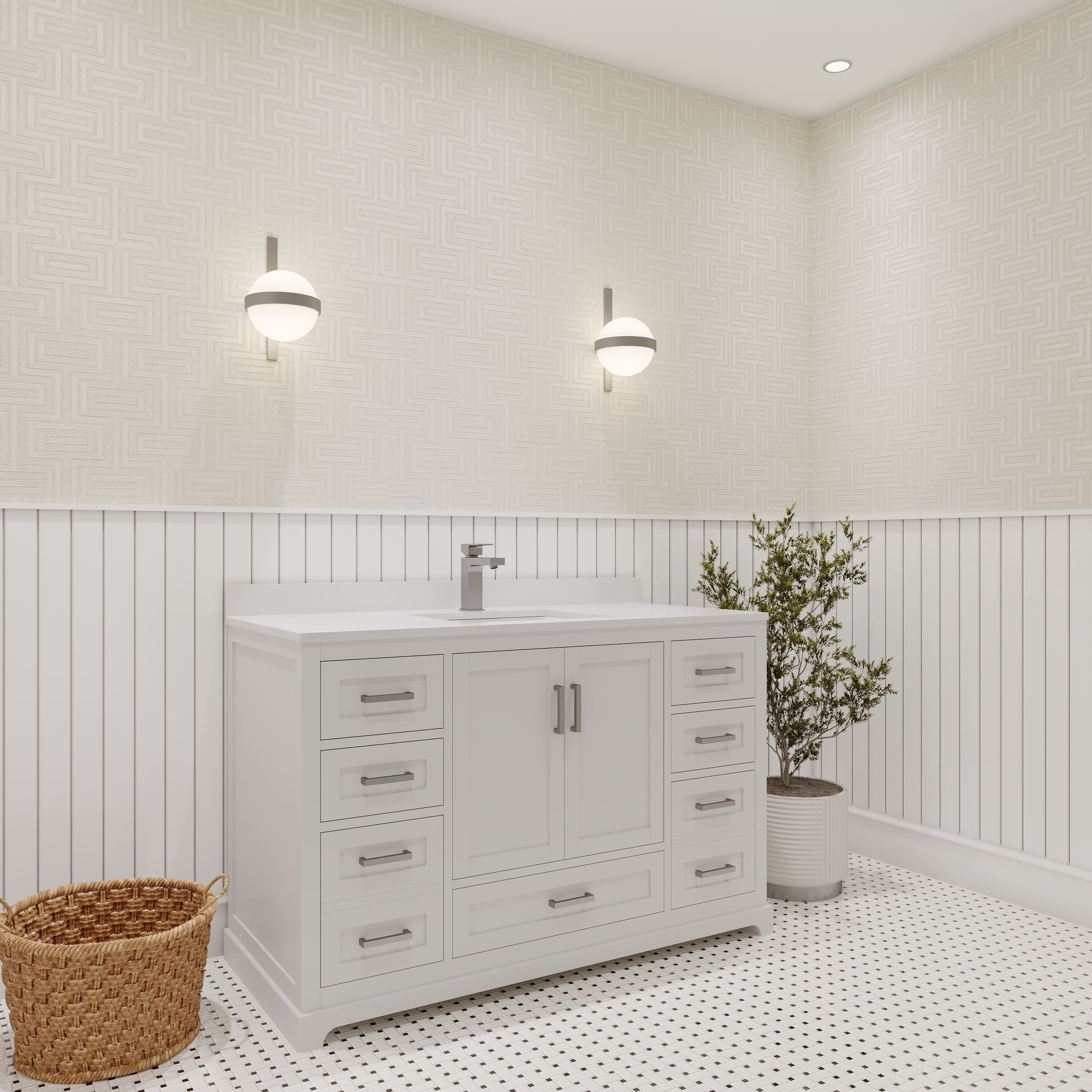 Ayna Decors AVM48WH3022 Bath-Vanity-Combo - View #2