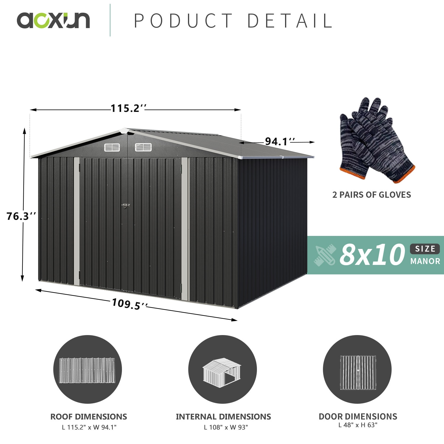 AOXUN AX-03808B Metal-Storage-Buildings-Sheds - View #7