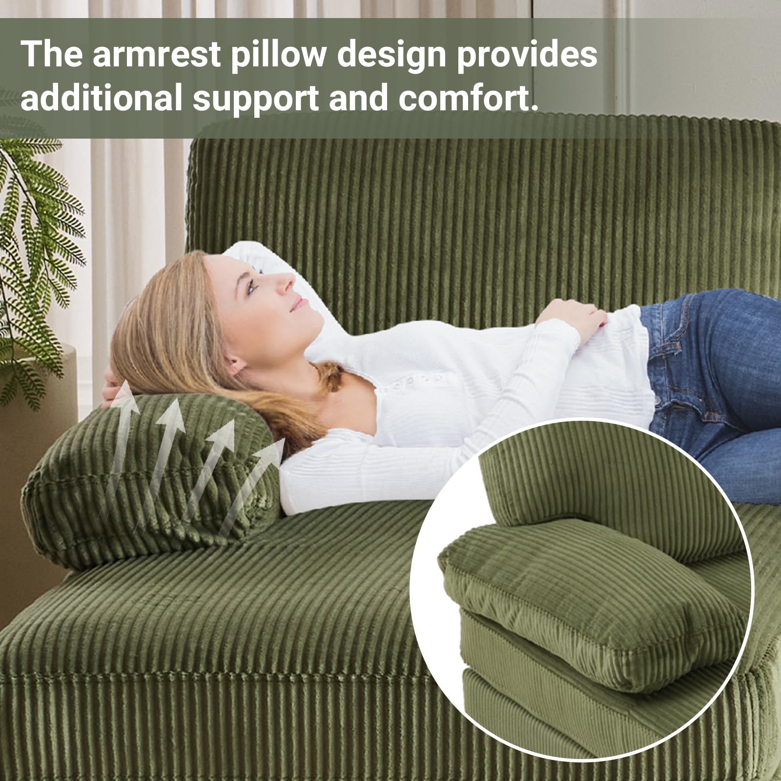 VINGLI 110-in W U Shaped Sectional Couches with Double Chaise/4