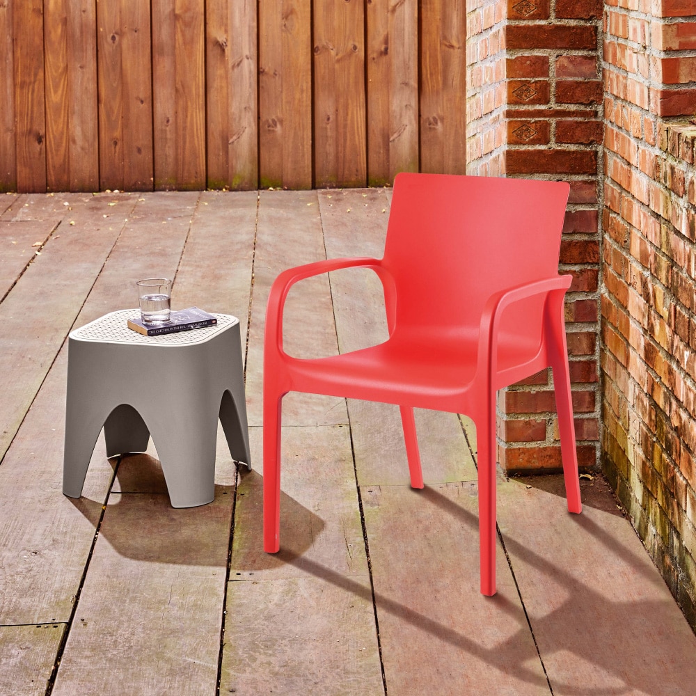 Lagoon 7050R4-S1LGA Alissa Set of 2 Stackable Red Resin Frame Stationary Dining Chair with Solid Seat