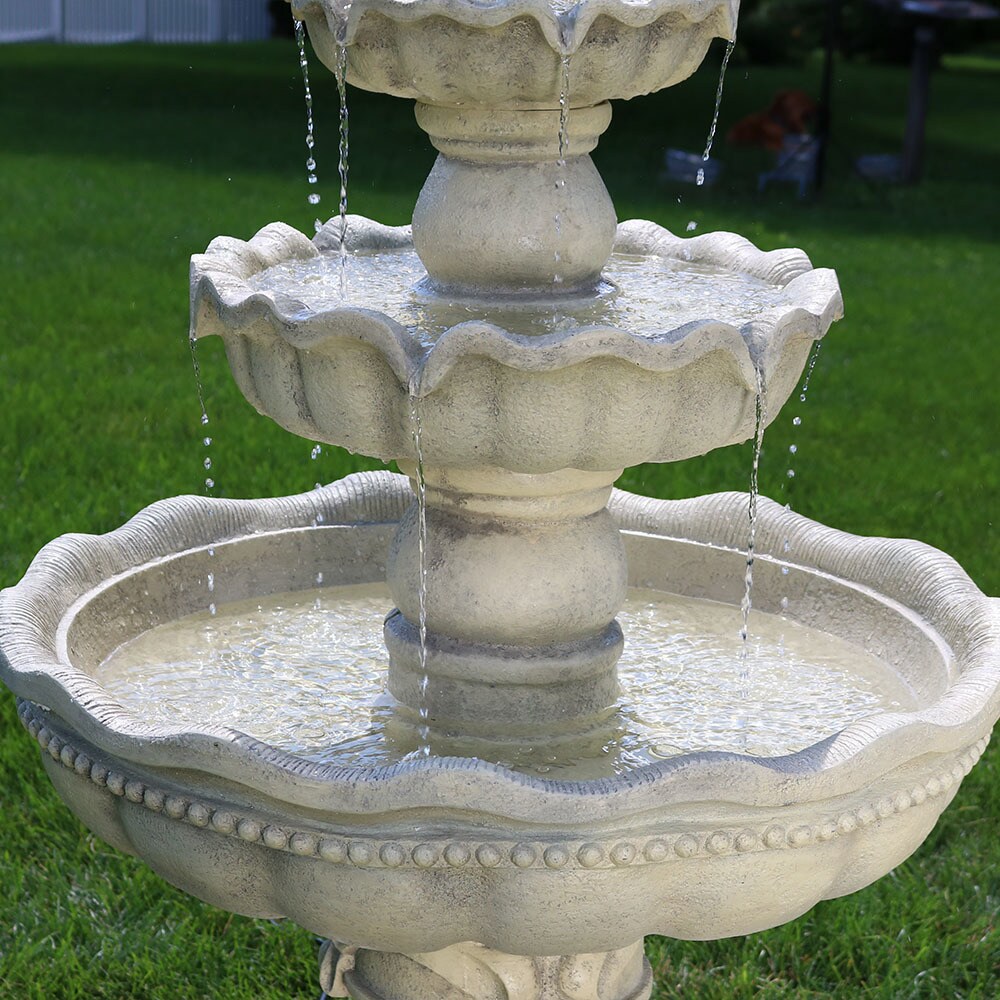 Sunnydaze Decor 51-in H Fiberglass Tiered Fountain Outdoor Fountain in ...