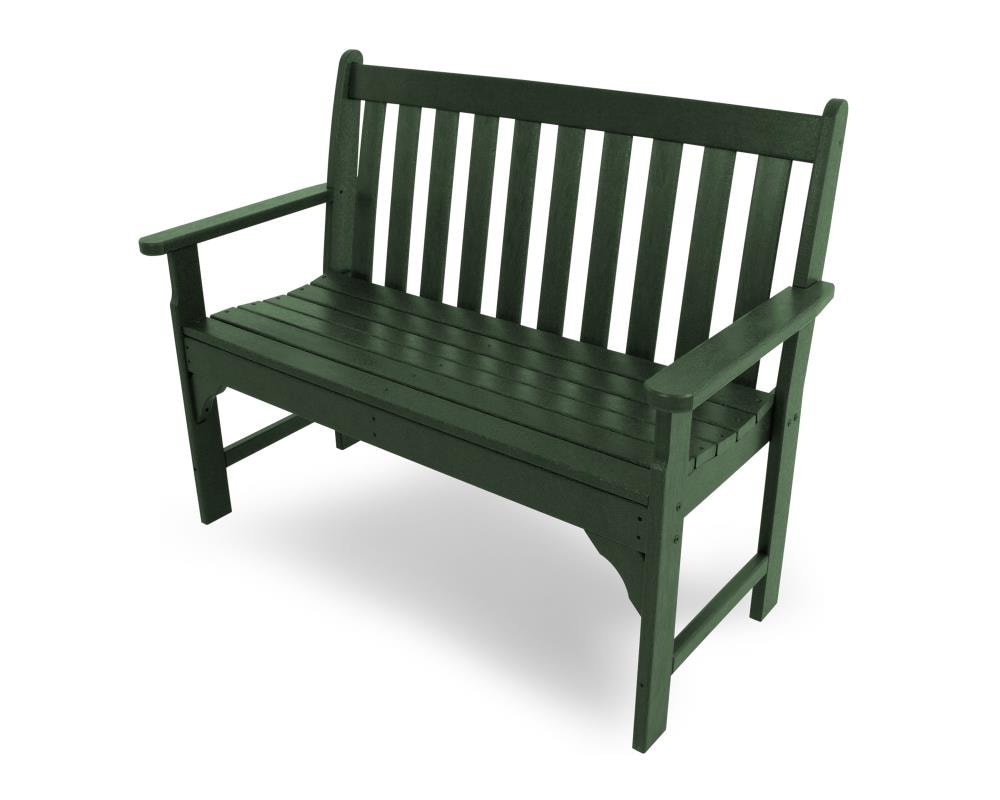 green plastic garden bench