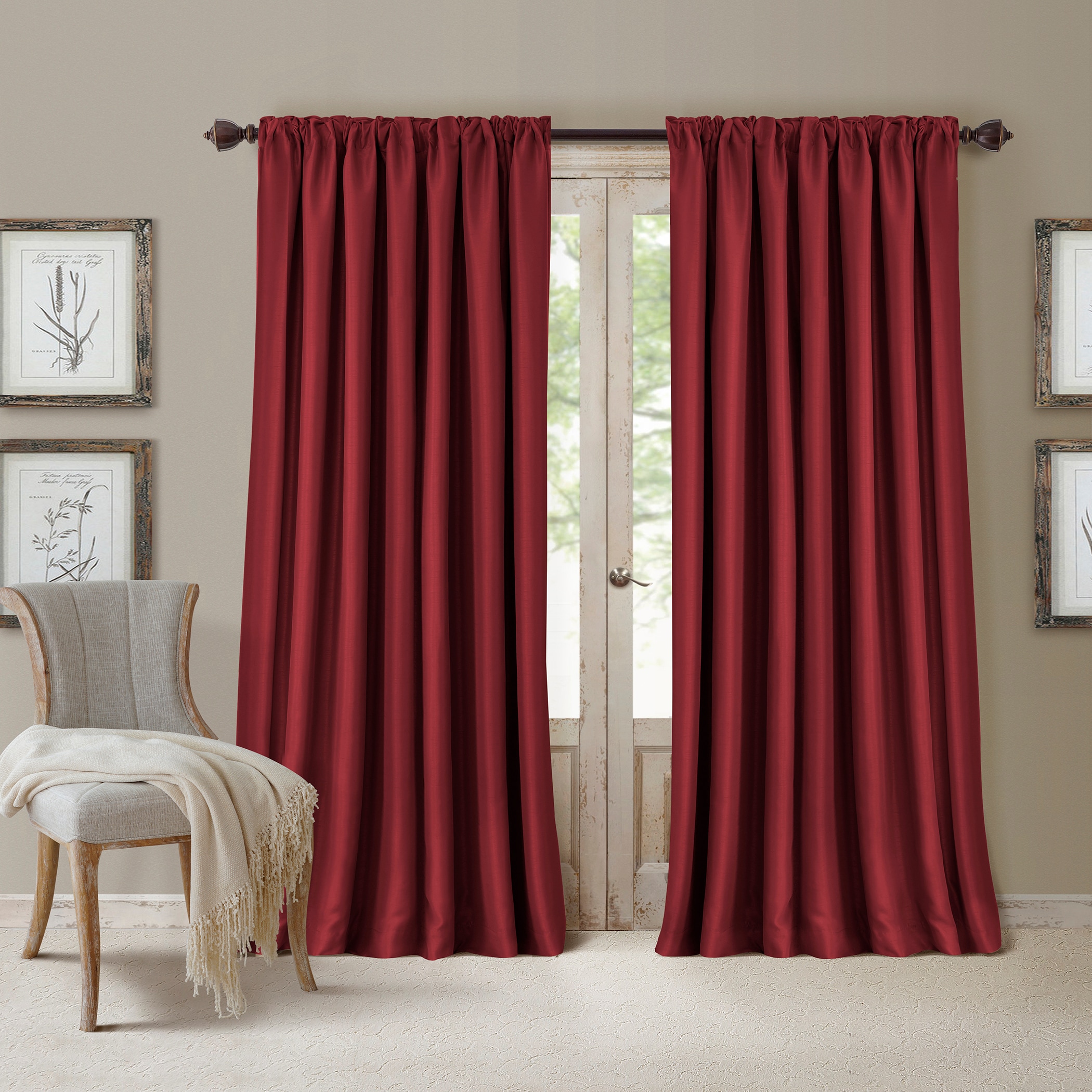 Elrene Home Fashions 026865854091 95-in Rouge Blackout Interlined Rod pocket Single curtain panel